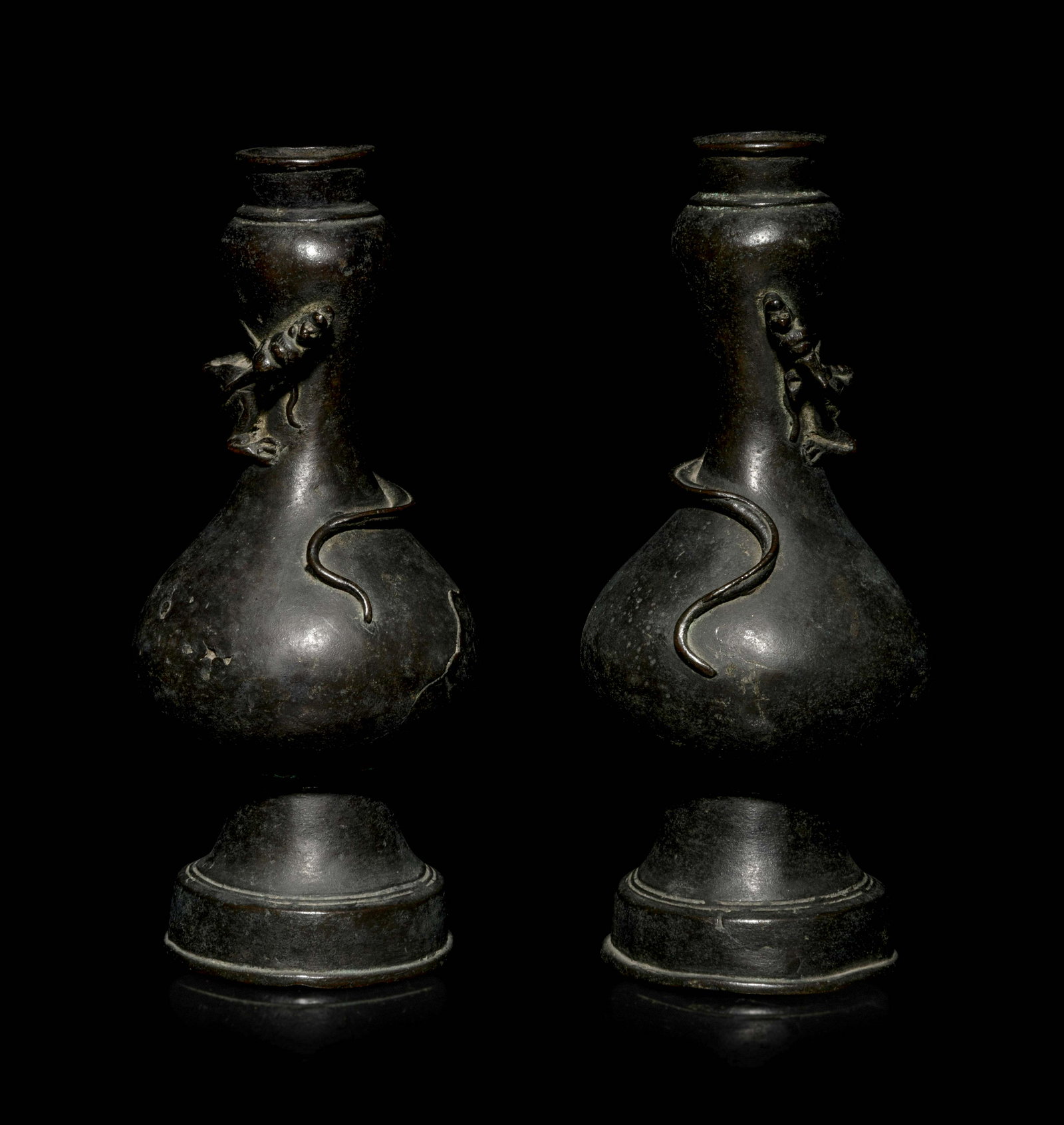 A Pair of Chinese Bronze Bottle Vases (1 of 4)