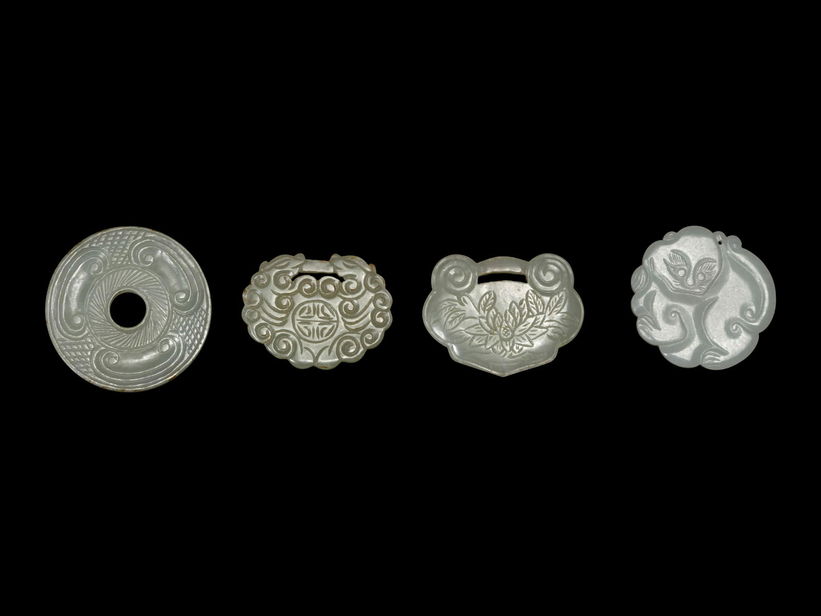 Four Chinese White Jade Pendants (1 of 2)