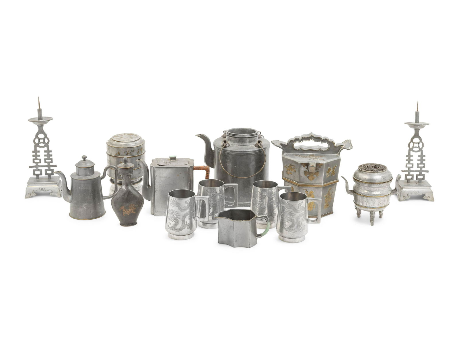 14 Chinese Pewter Wares (1 of 5)