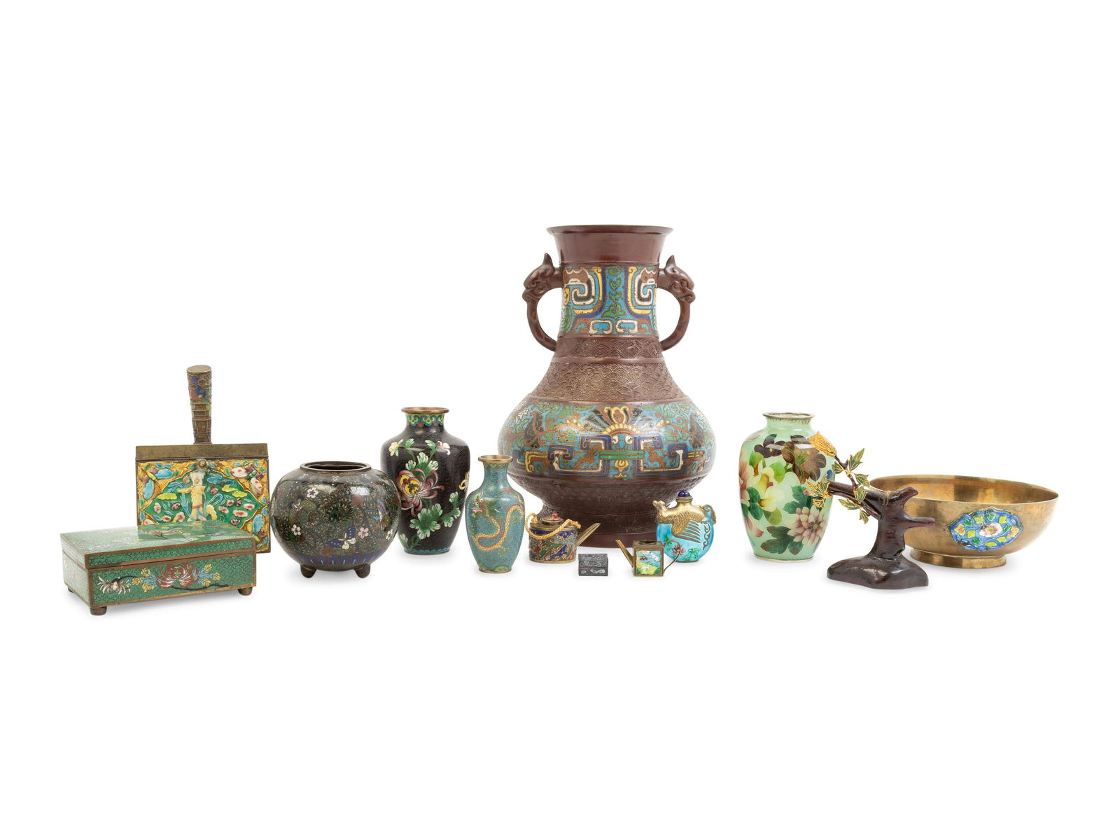 13 Chinese Mixed Metal Enameled Articles (1 of 2)
