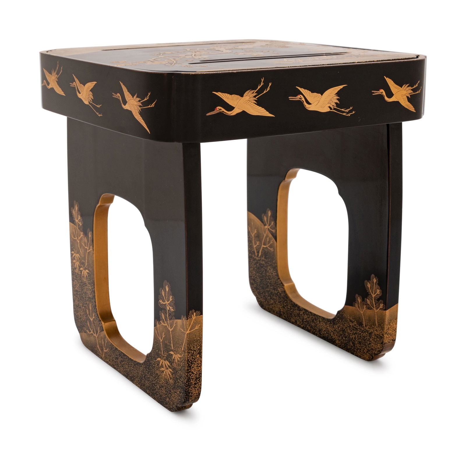 A Japanese Gilt Decorated Black Lacquer Square Stand (1 of 4)