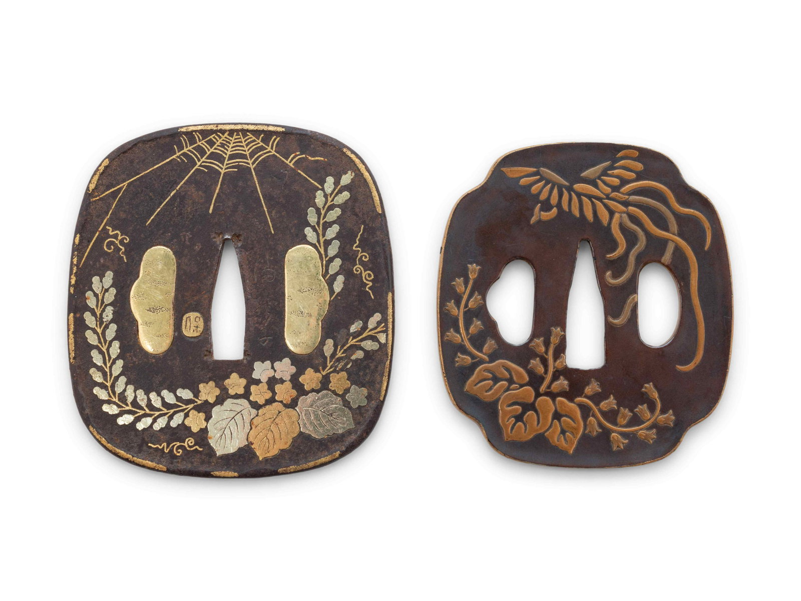 Two Japanese Mixed Metal Inlaid Tsuba (1 of 2)