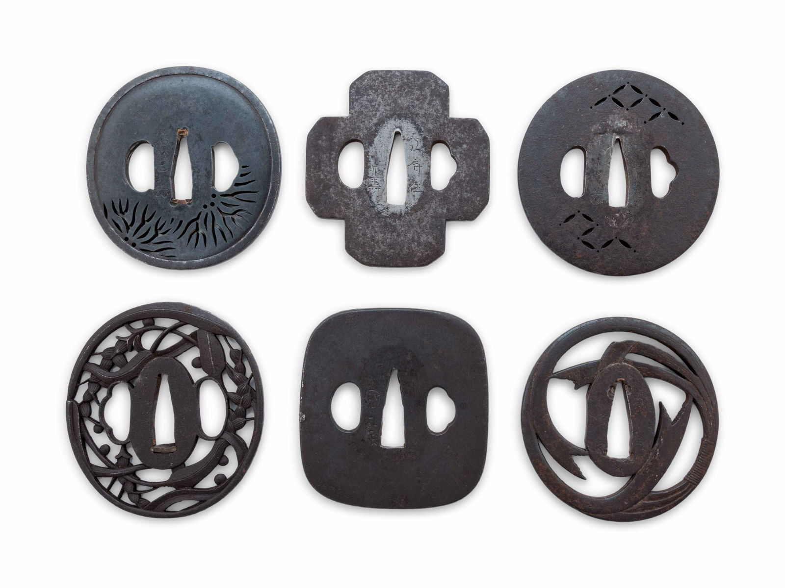 Six Japanese Cast Iron Tsuba (1 of 2)