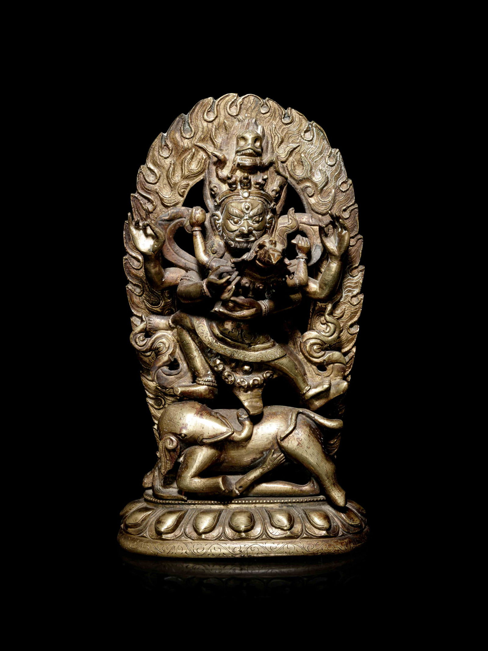 A Tibetan Gilt Bronze Figure of Mahakala and Consort (1 of 6)