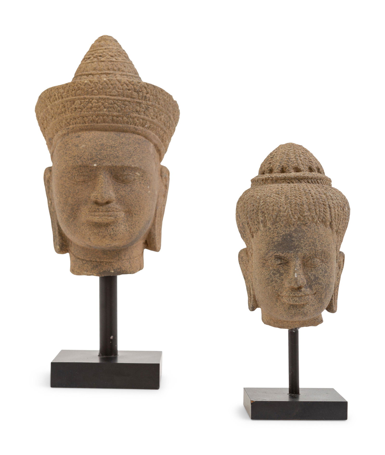 Two Khmer Style Stone Heads of Buddha (1 of 3)