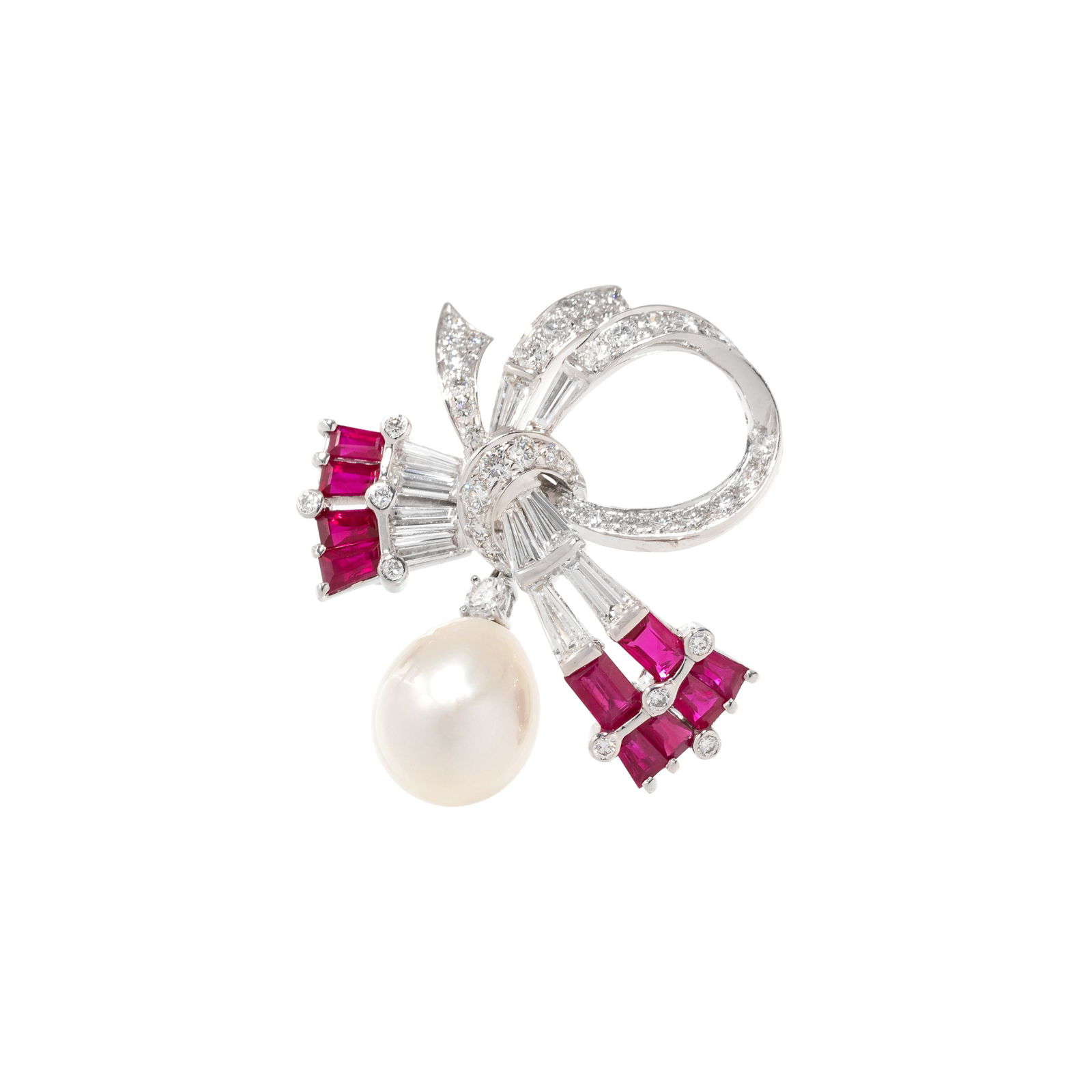 DIAMOND, SYNTHETIC RUBY AND CULTURED PEARL CONVERTIBLE (1 of 2)