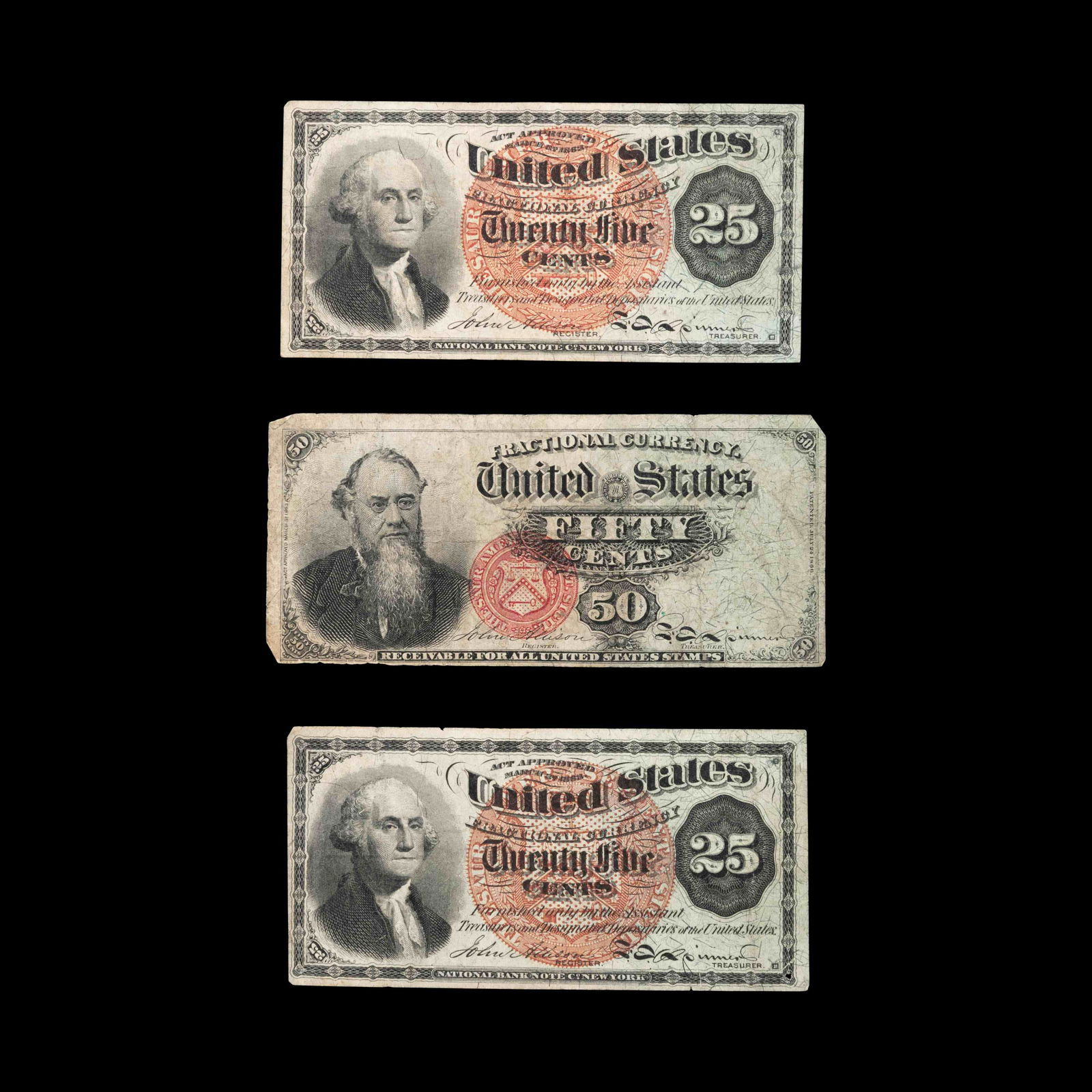 A Group of Three United States Fourth Issue Fractional (1 of 1)
