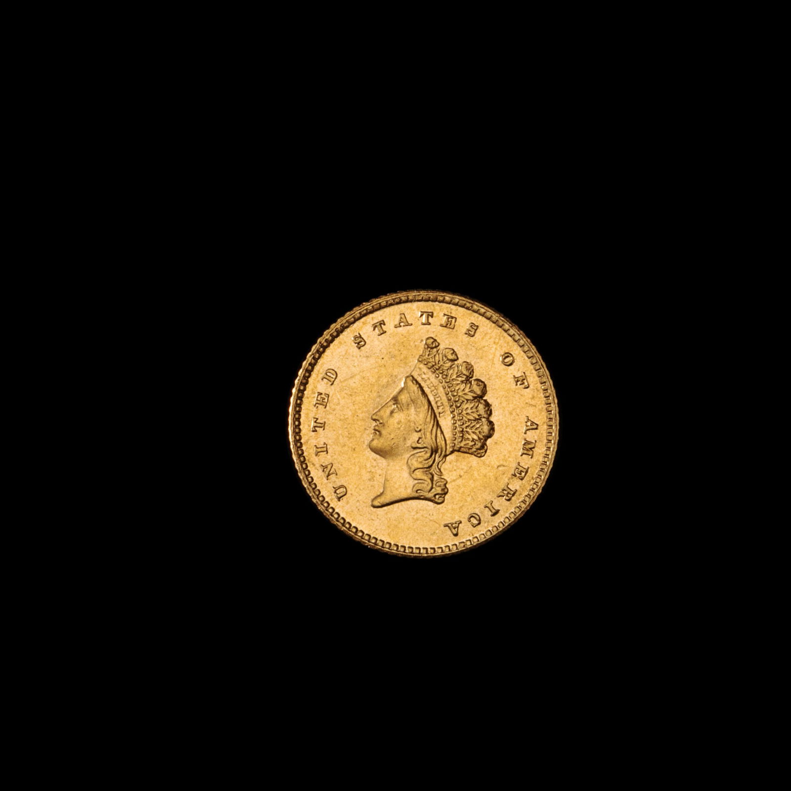 An 1854 Liberty Head: Type 2 $1 Gold Coin (1 of 2)