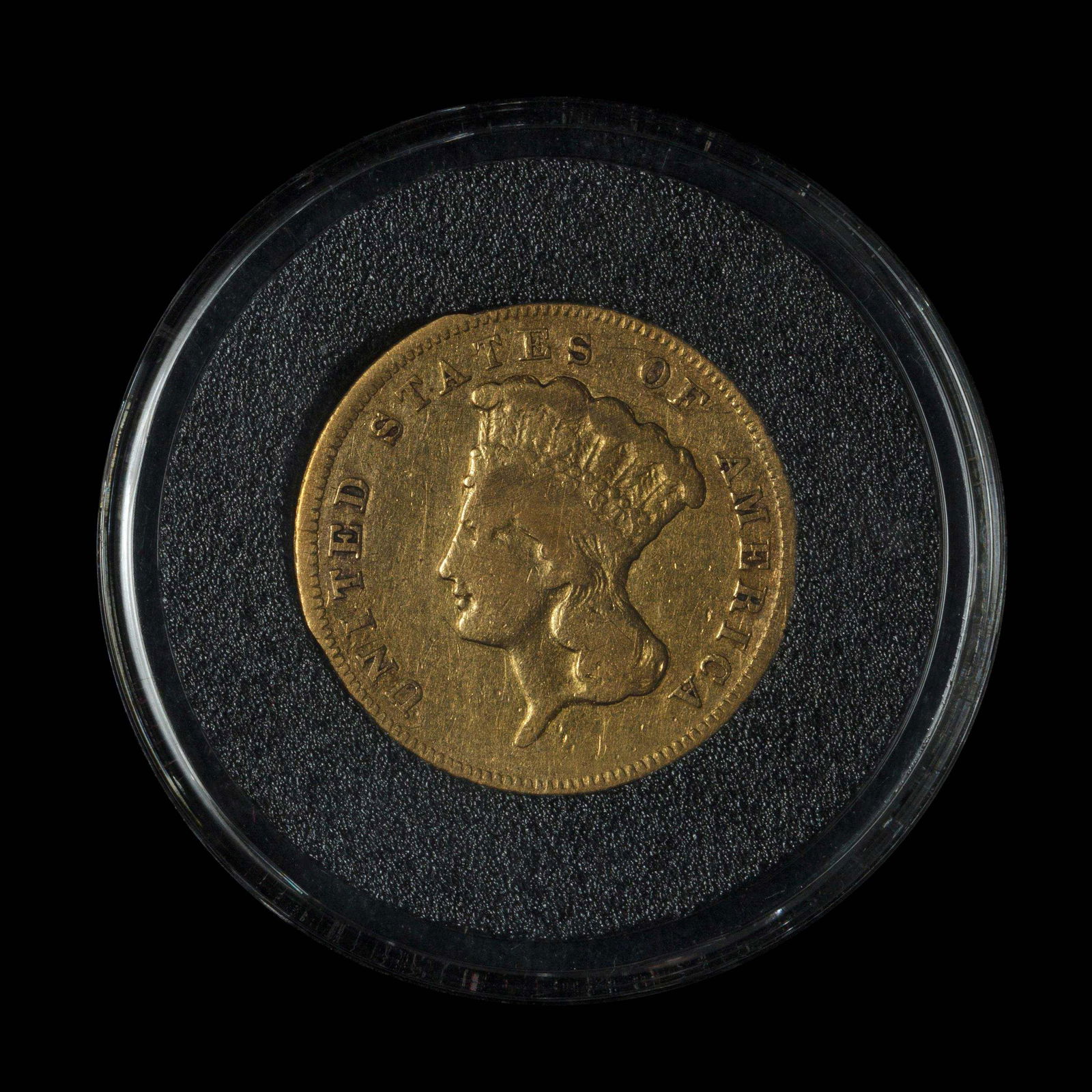An 1856-S Indian Head $3 Gold Coin (1 of 2)