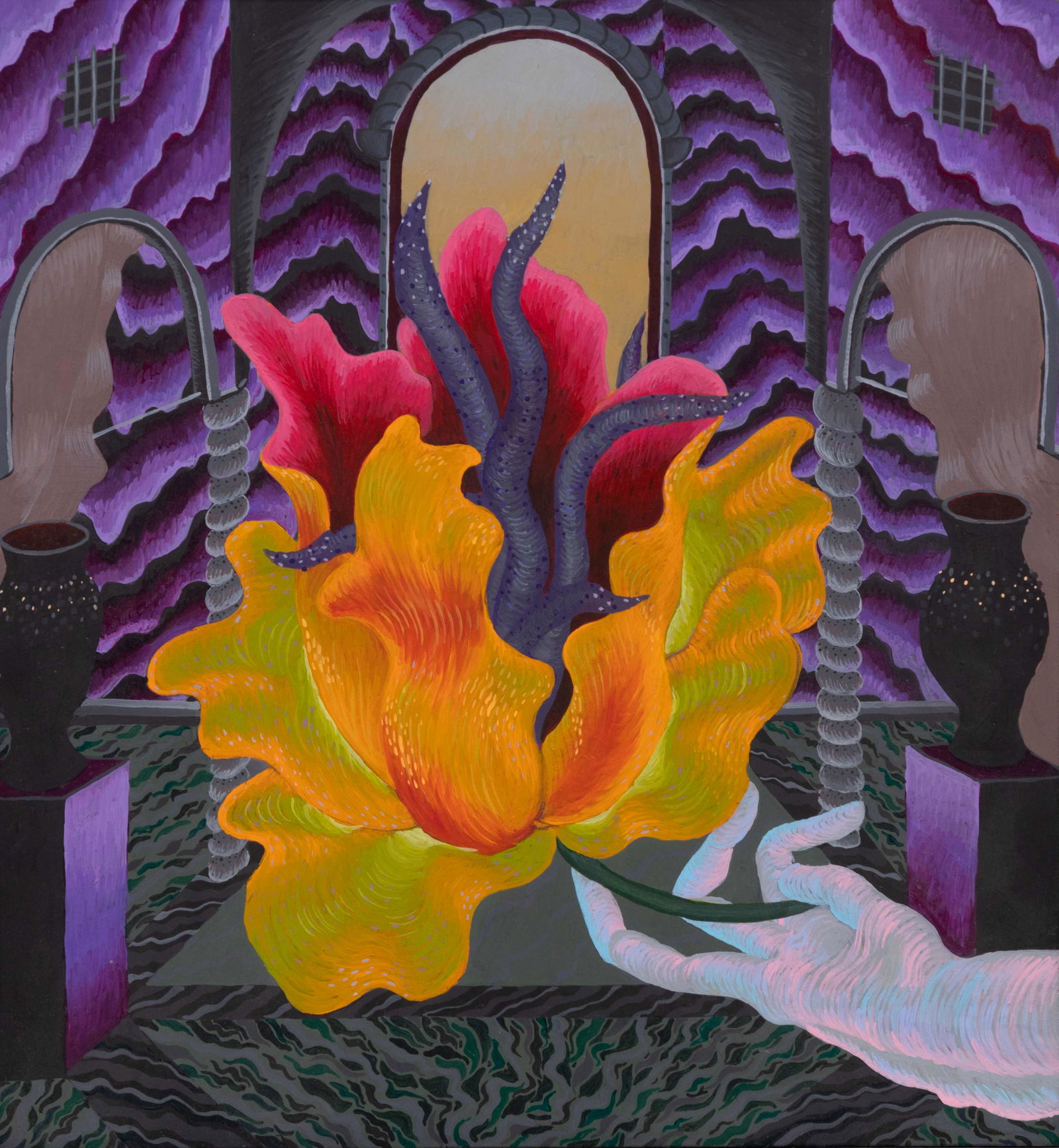 Philip Hanson (American, b. 1943) Untitled, 1972: Philip Hanson (American, b. 1943) Untitled, 1972 oil on masonite and wood frame signed Philip Hanson and dated (verso) 20 x 18 7/8 inches.