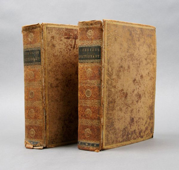 (DICTIONARY) JOHNSON, SAMUEL. A Dictionary of the: (DICTIONARY) JOHNSON, SAMUEL A dictionary of the English language: in which the words are deduced from their originals. London: printed by John Jarvis, 1786-1787. 2 vols. 4to, full calf. Volume 1 is d