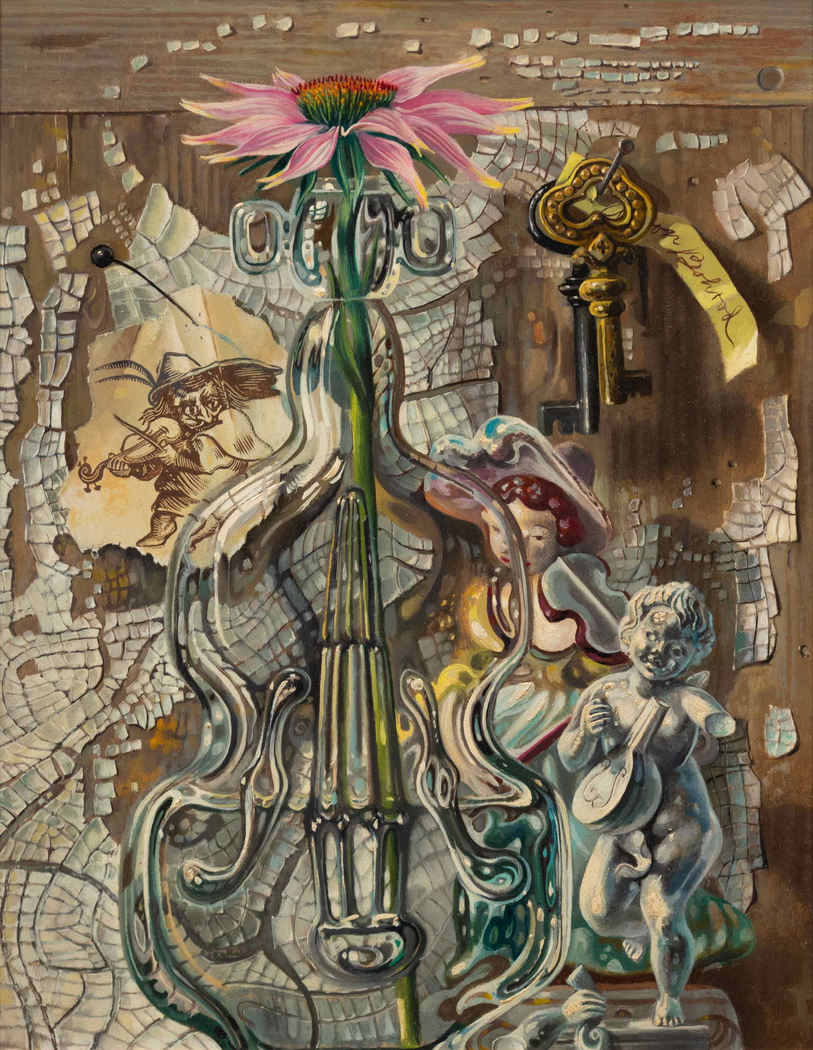 Aaron Bohrod (American, 1907-1992) Stringed: Aaron Bohrod (American, 1907-1992) Stringed Instruments, c. 1965-6 oil on board signed Bohrod (upper right) 9 ¾ x 7 ½ inches. Property from the Collection of Andrew Weimer, Chippewa La