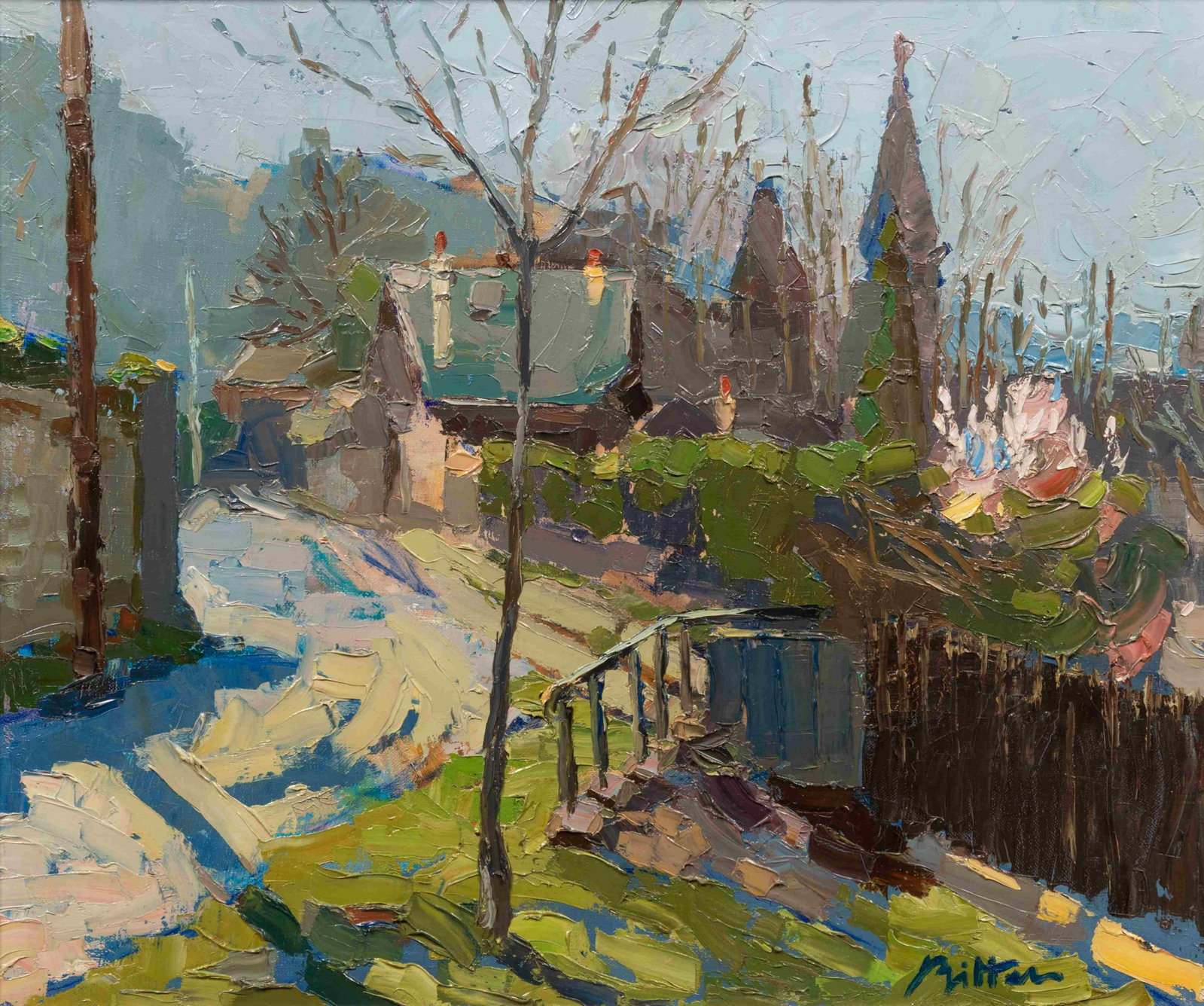 Pierre Bittar (French, b. 1934) L'Eglise de Bougival: Pierre Bittar (French, b. 1934) L'Eglise de Bougival oil on canvas signed Bittar (lower right) 18 x 21 ½ inches.