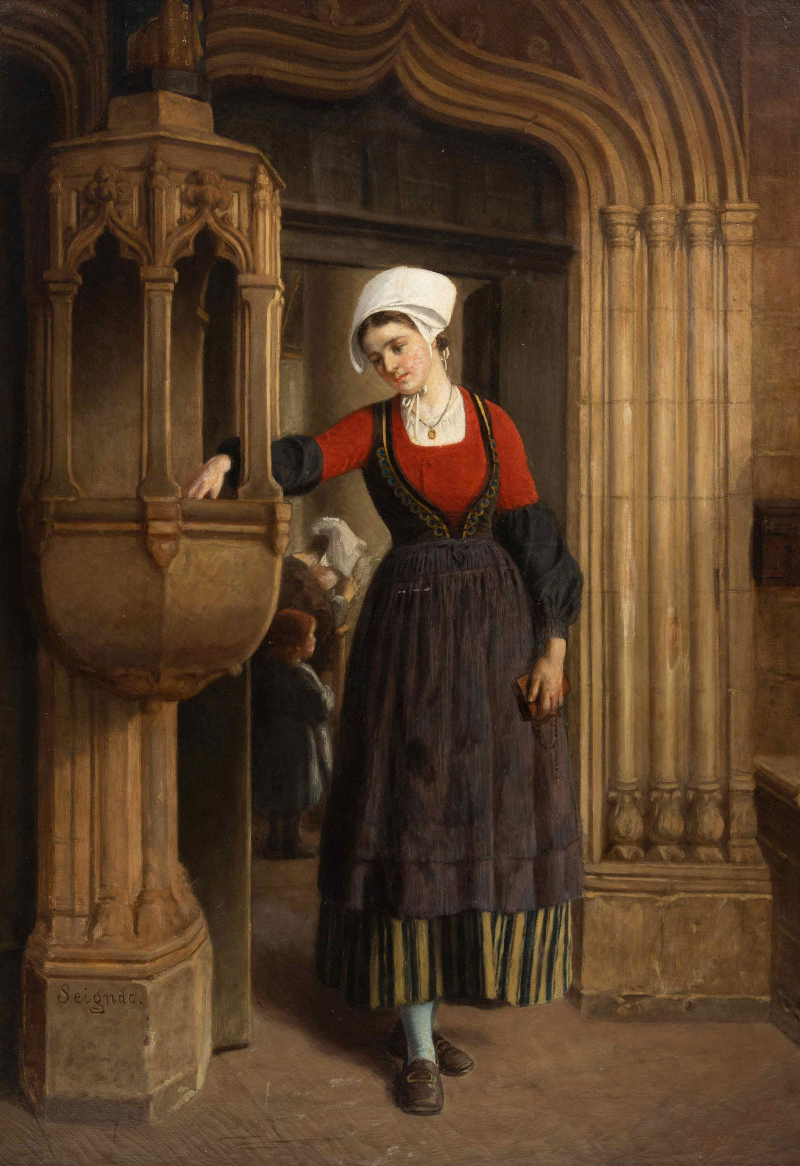 Paul Seignac (French, 1826-1904) Blessing Herself with (1 of 4)