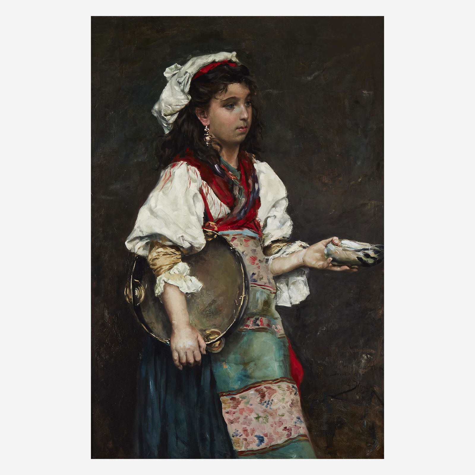 Julius LeBlanc Stewart (American, 1855–1919), , Gypsy: Julius LeBlanc Stewart (American, 1855–1919)Gypsy Girl (also titled Spanish Girl)Illegibly dedicated, inscribed, signed and dated 'To Harry [Henry?] *arson/Souvenir of/JL Stewart/75' bottom right, o