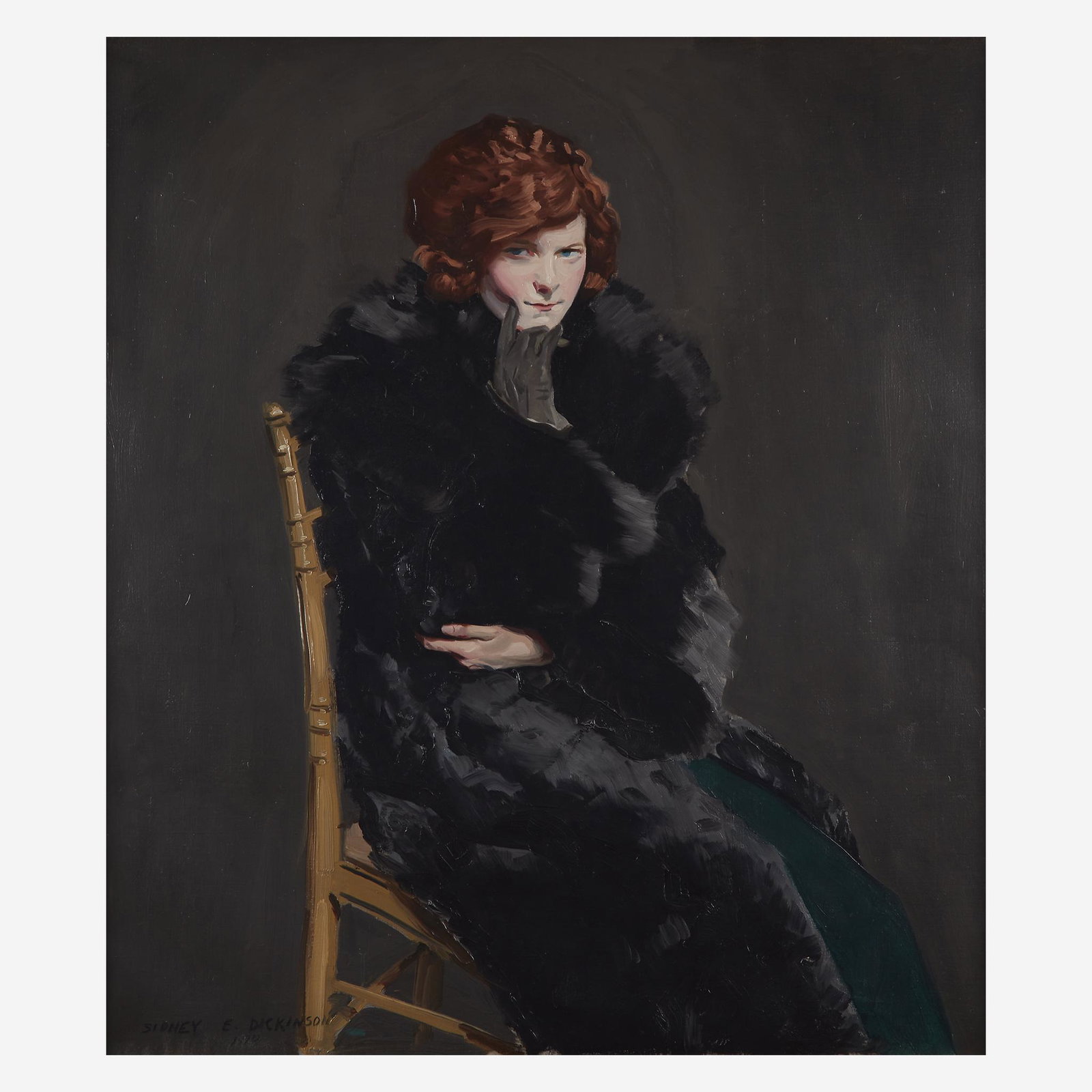 Sidney Edward Dickinson (American, 1890–1980), , Woman: Sidney Edward Dickinson (American, 1890–1980)Woman with Red HairSigned and dated 'SIDNEY E. DICKINSON/1924' bottom left, oil on canvas46 x 40 in. (116.8 x 101.6cm)PROVENANCE:The Artist.The Estate of
