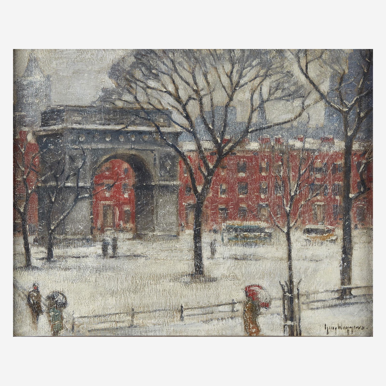 Guy Carleton Wiggins (American, 1883–1962), ,: Guy Carleton Wiggins (American, 1883–1962)Washington Square From my WindowSigned 'Guy Wiggins' bottom right; also titled, signed and dated '1934' verso, oil on canvas16 x 20 in. (40.6 x 50.8cm)PROVE