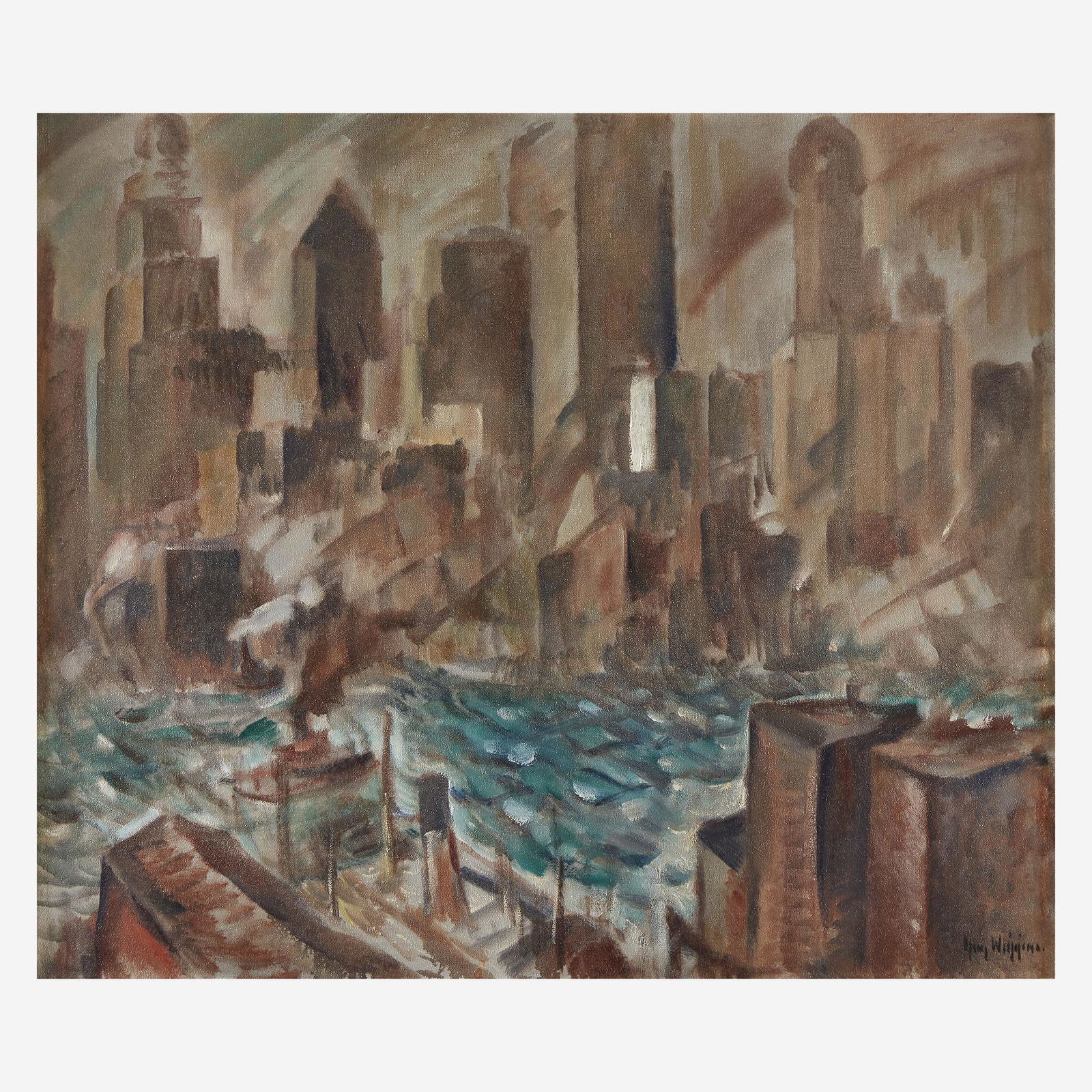 Guy Carleton Wiggins (American, 1883–1962), , New York: Guy Carleton Wiggins (American, 1883–1962)New York HarborSigned 'Guy Wiggins.' bottom right; also titled, signed and dated '1928' verso, oil on canvas34 x 40 1/4 in. (86.4 x 102.2cm)PROVENANCE:Richa