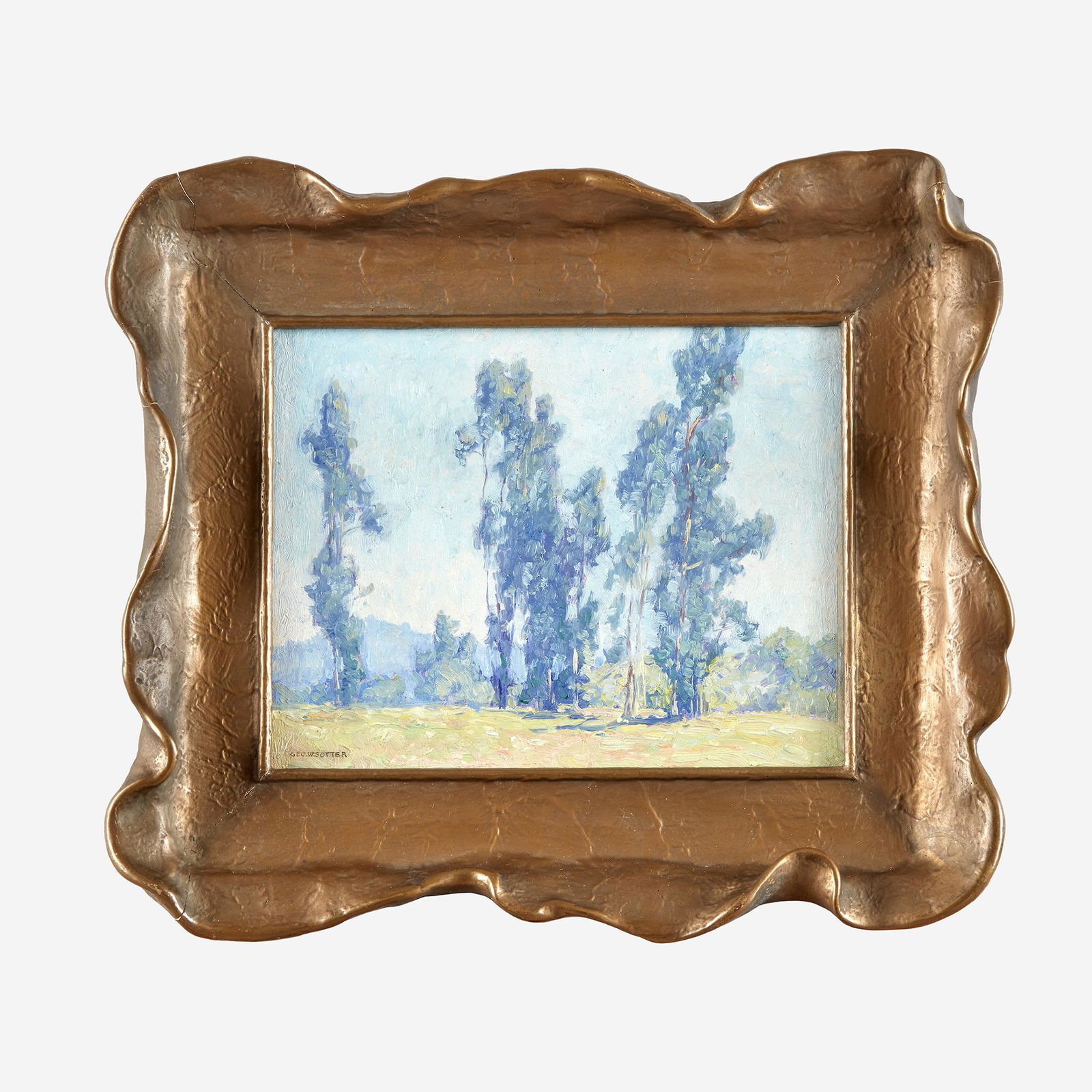 George William Sotter (American, 1879–1953), , Group of: George William Sotter (American, 1879–1953)Group of Eucalyptus TreesSigned 'GEO. W. SOTTER' bottom left; also titled verso, oil on board7 1/2 x 9 1/4 in. (19.1 x 23.5cm)PROVENANCE:Private Collection