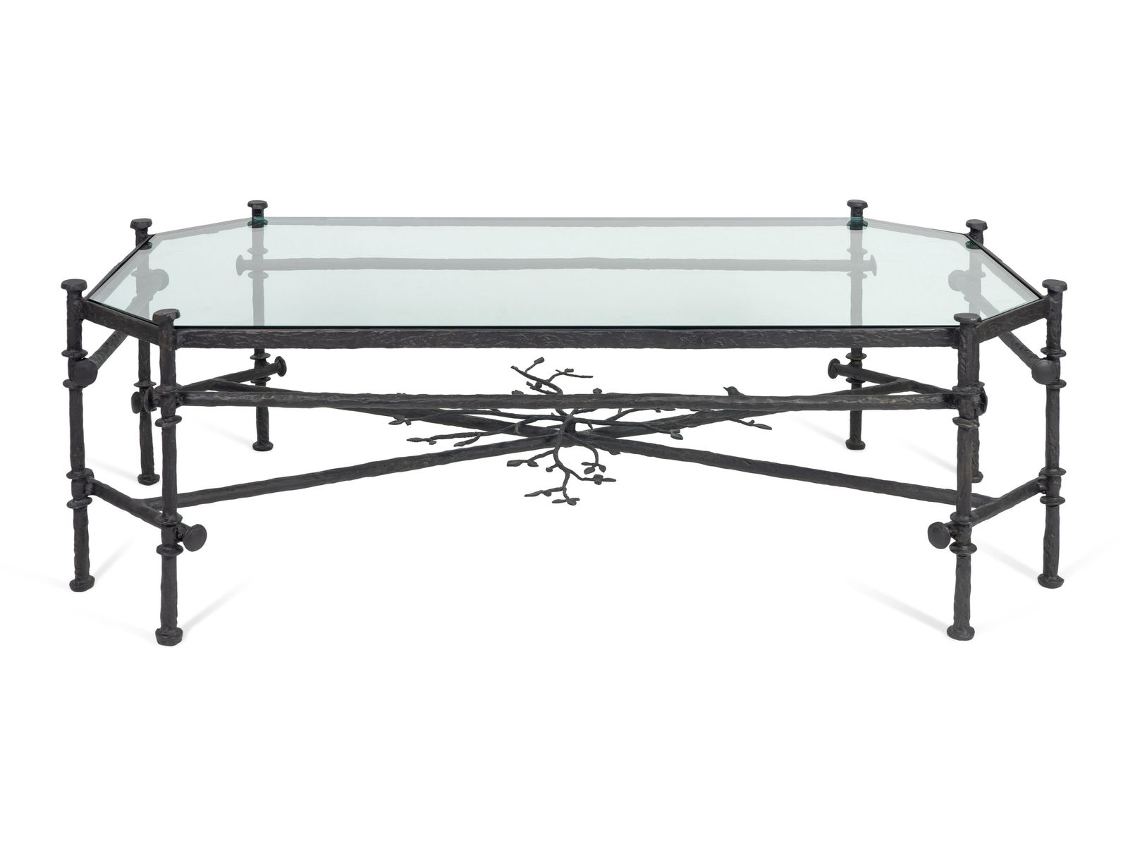 A Contemporary Bronze and Glass Cocktail Table Height (1 of 2)
