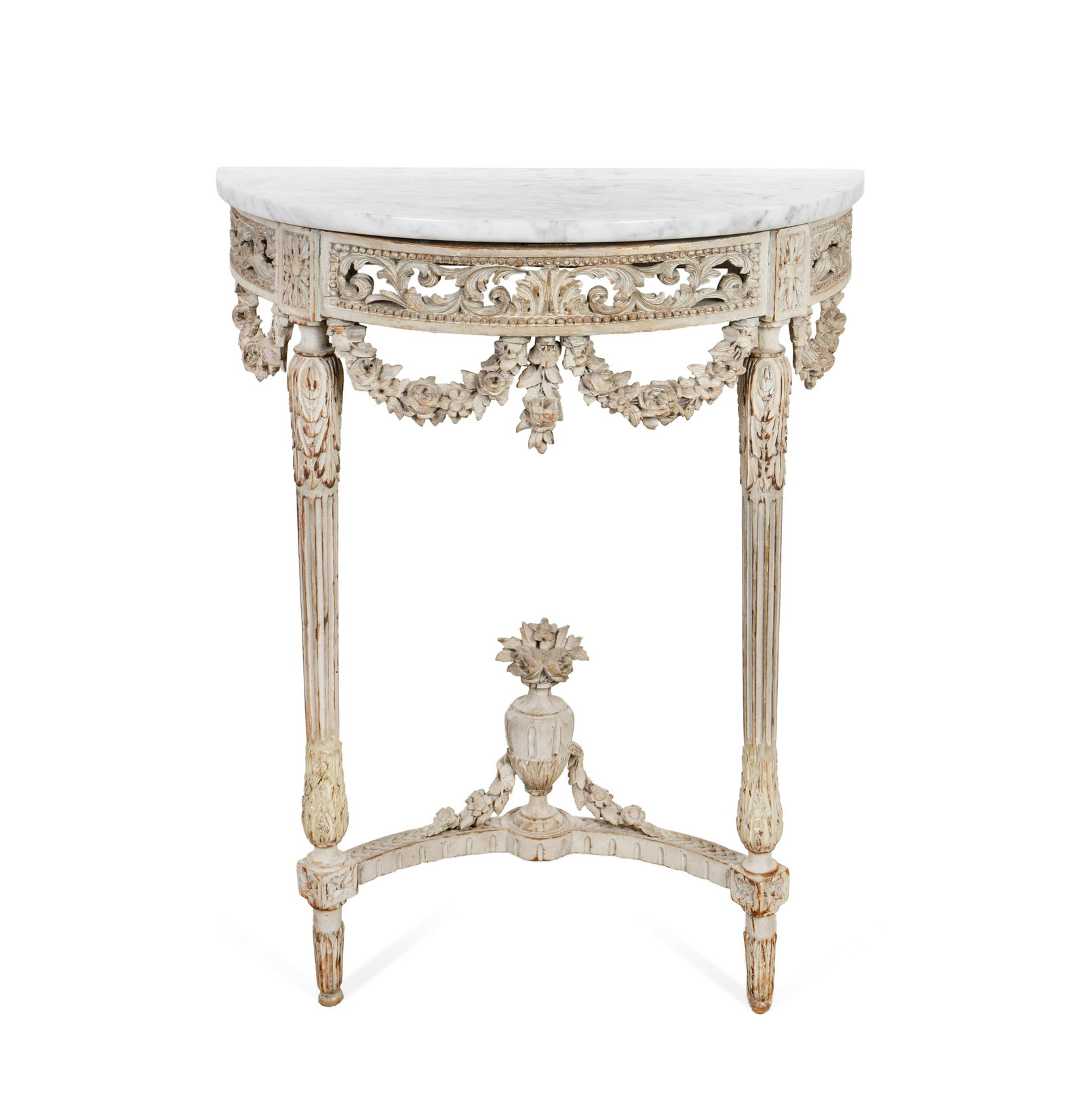 A Louis XVI Grey-Painted Demilune Console Height 39 x (1 of 1)