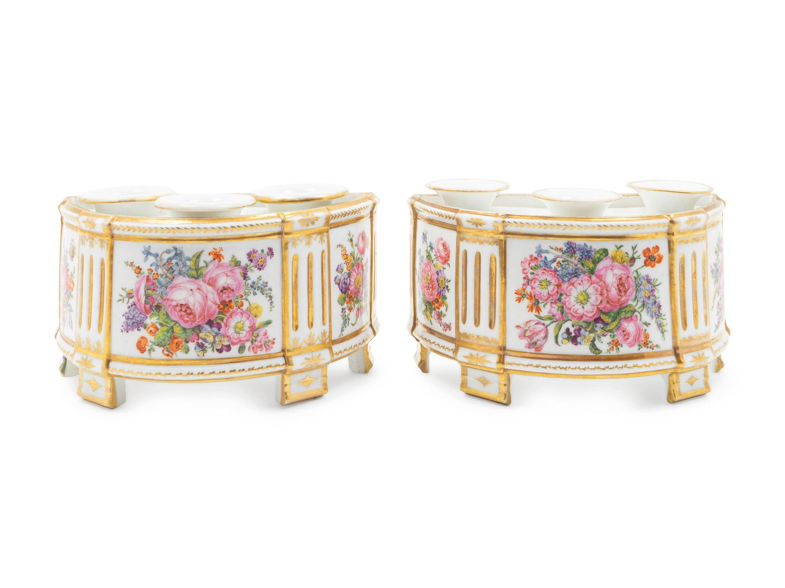 A Pair of French Porcelain Demilune Bough Pots Height (1 of 2)