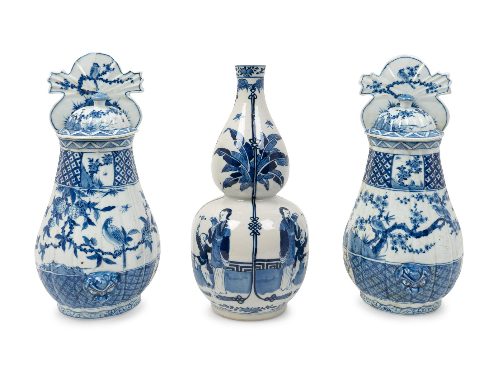 A Pair of Chinese Blue and White Porcelain Wall Vases (1 of 2)