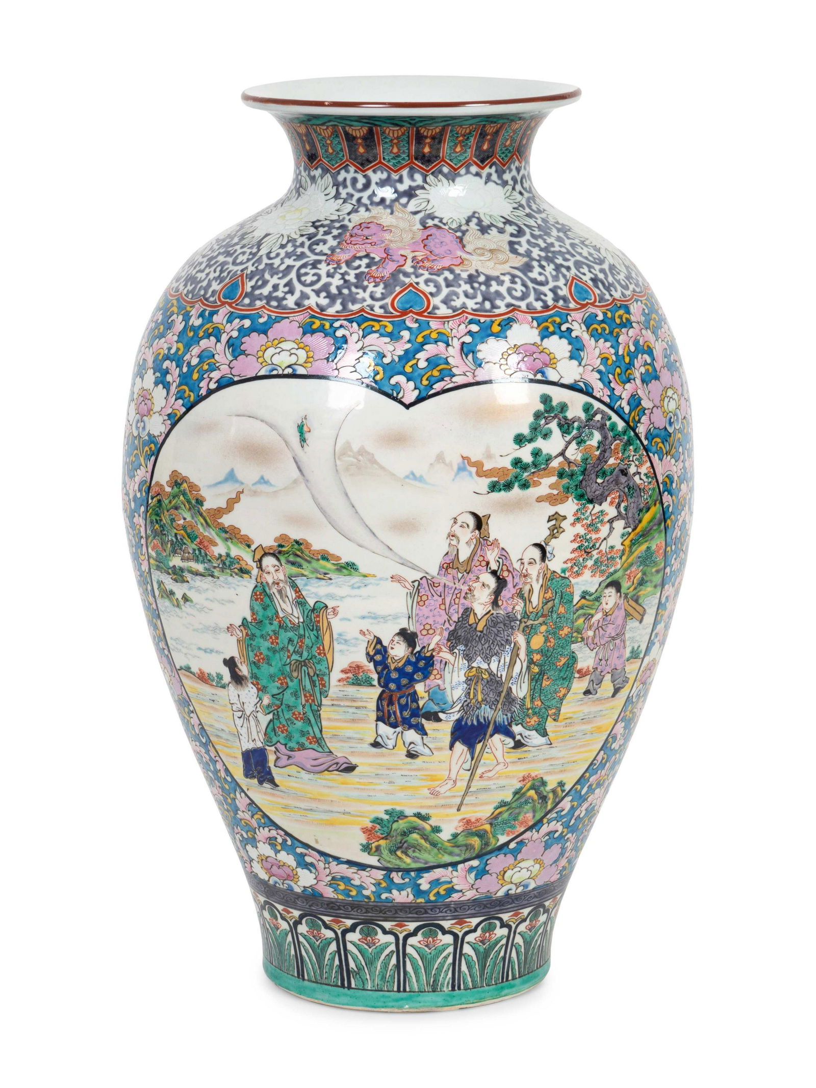 A Chinese Famille Rose Porcelain Ovoid Vase Height 25 x: A Chinese Famille Rose Porcelain Ovoid Vase 20TH CENTURY Height 25 x diameter 16 inches. Property from a Michael Simon Designed Interior, Florida
