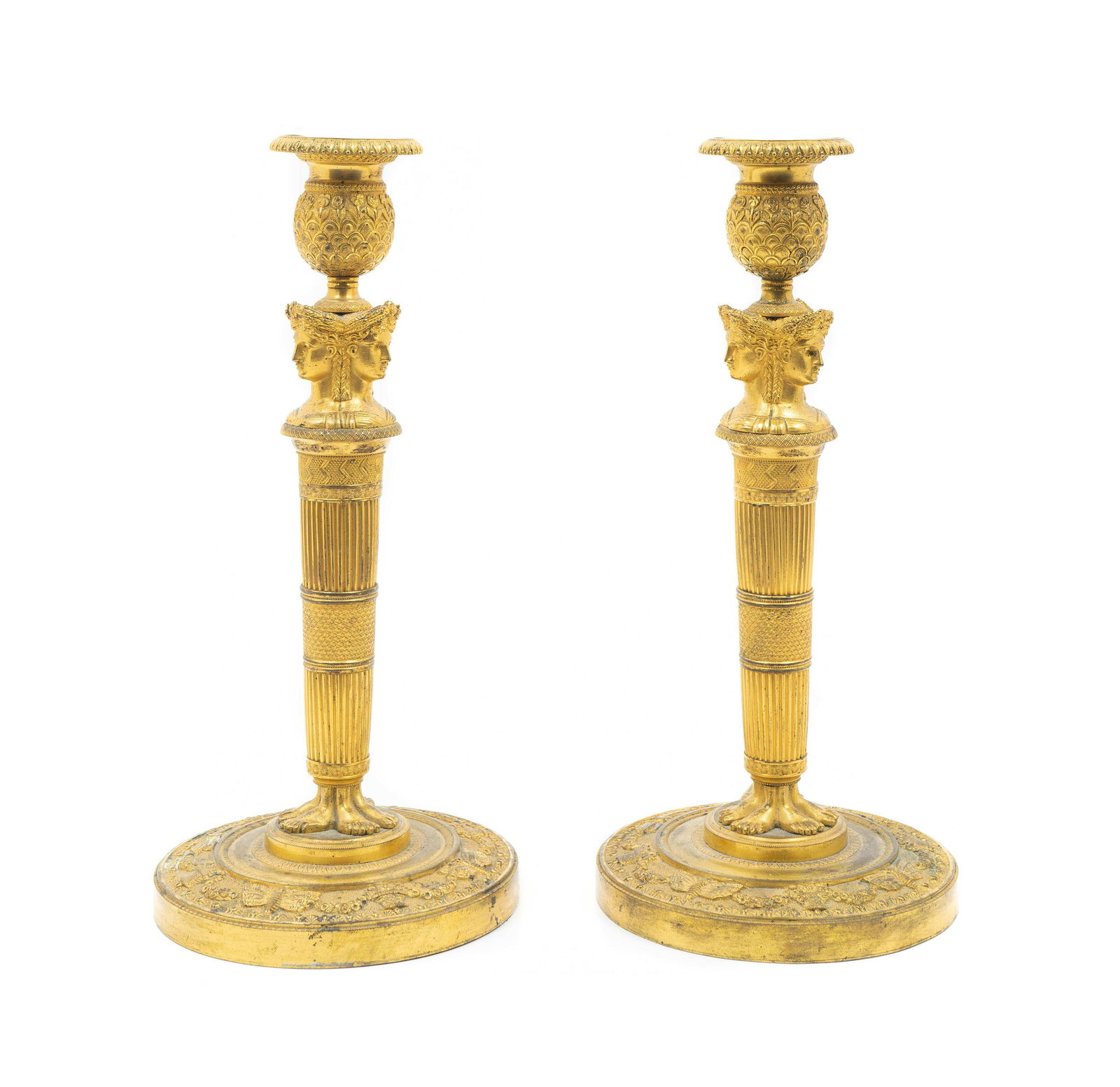 A Pair of Louis XVI Style Gilt-Bronze Candlesticks (1 of 1)