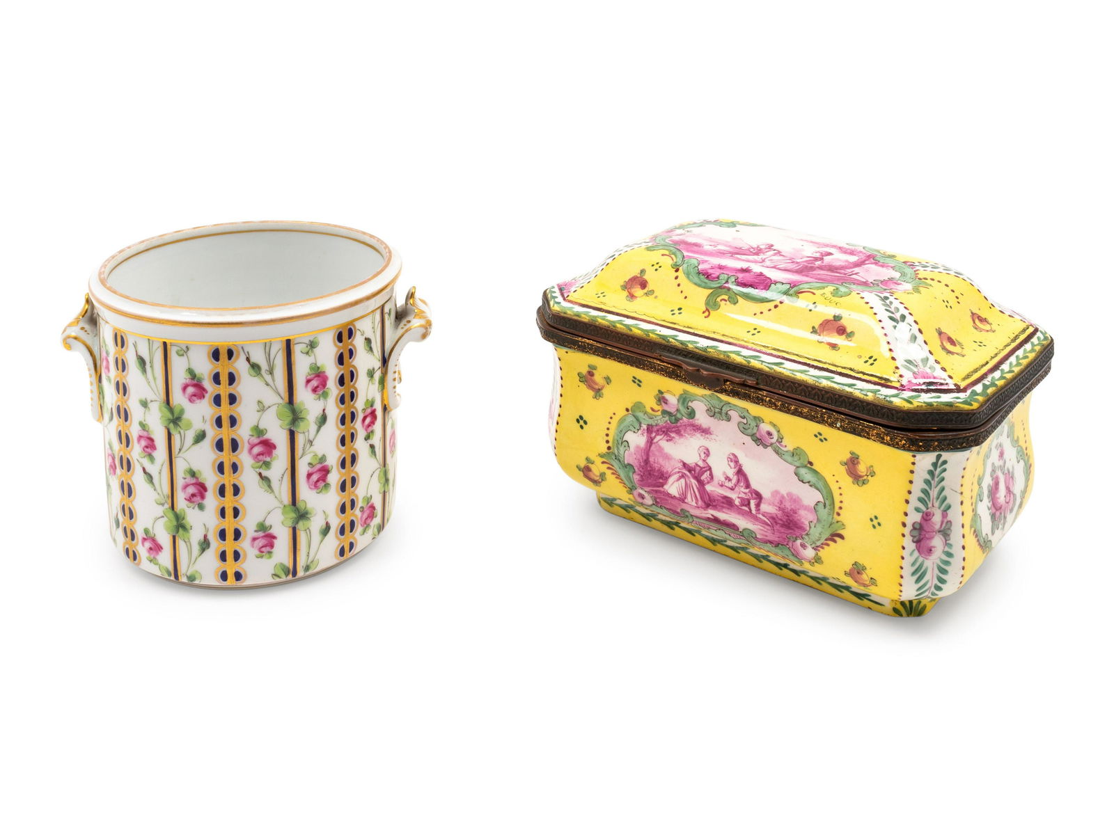 A French Faience Box and a German Porcelain Cachepot (1 of 4)