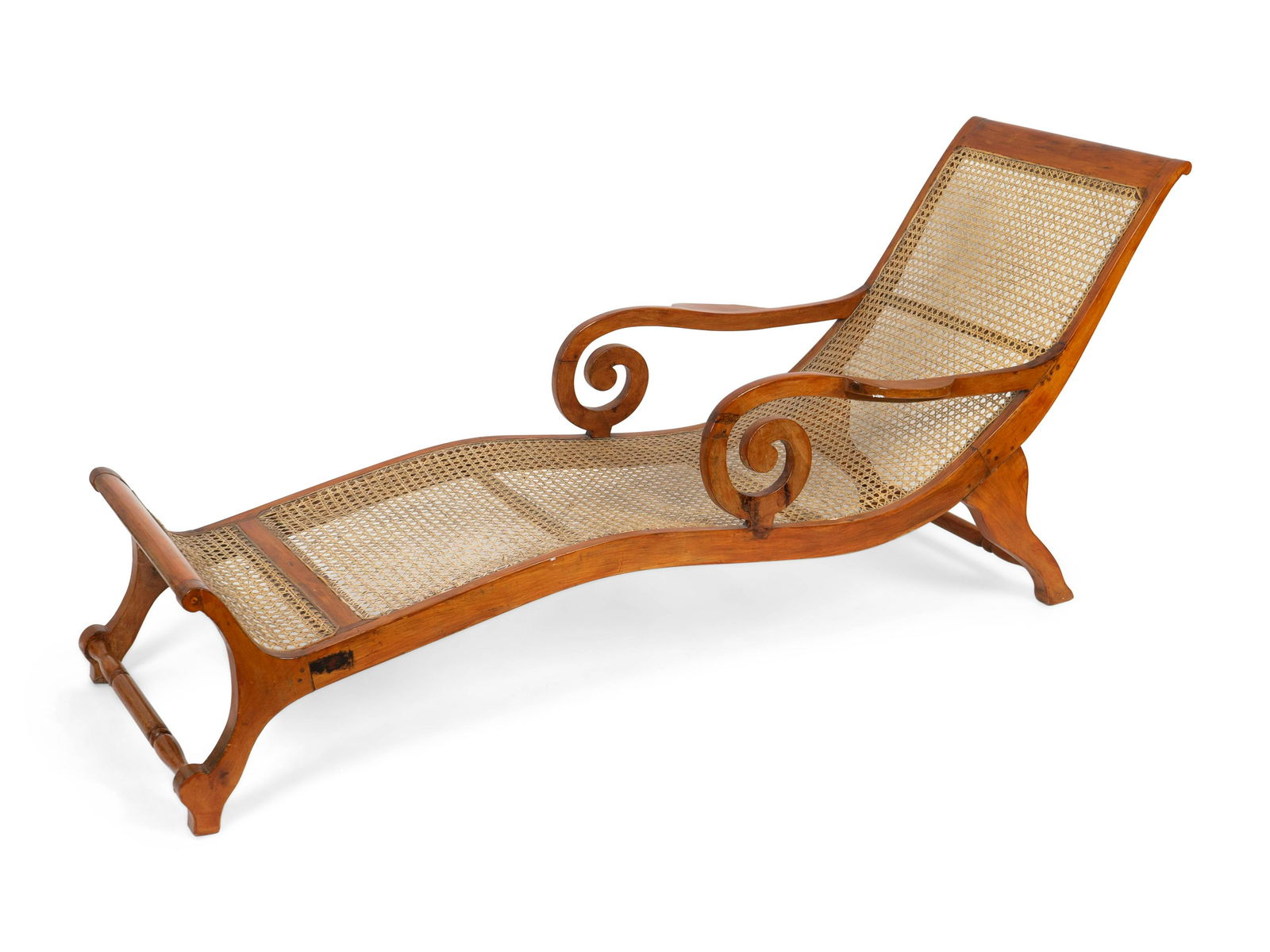 A British Colonial Caned Teak Chaise Longue Height 33 (1 of 2)