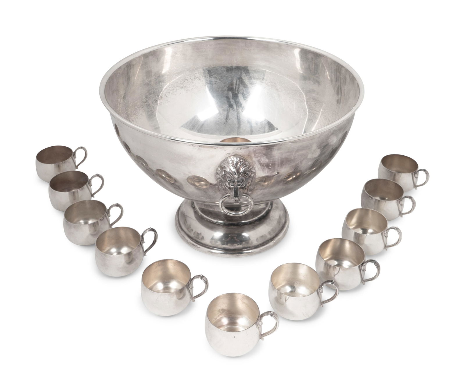 An American Silverplate Large Punchbowl and Twelve Cups (1 of 1)
