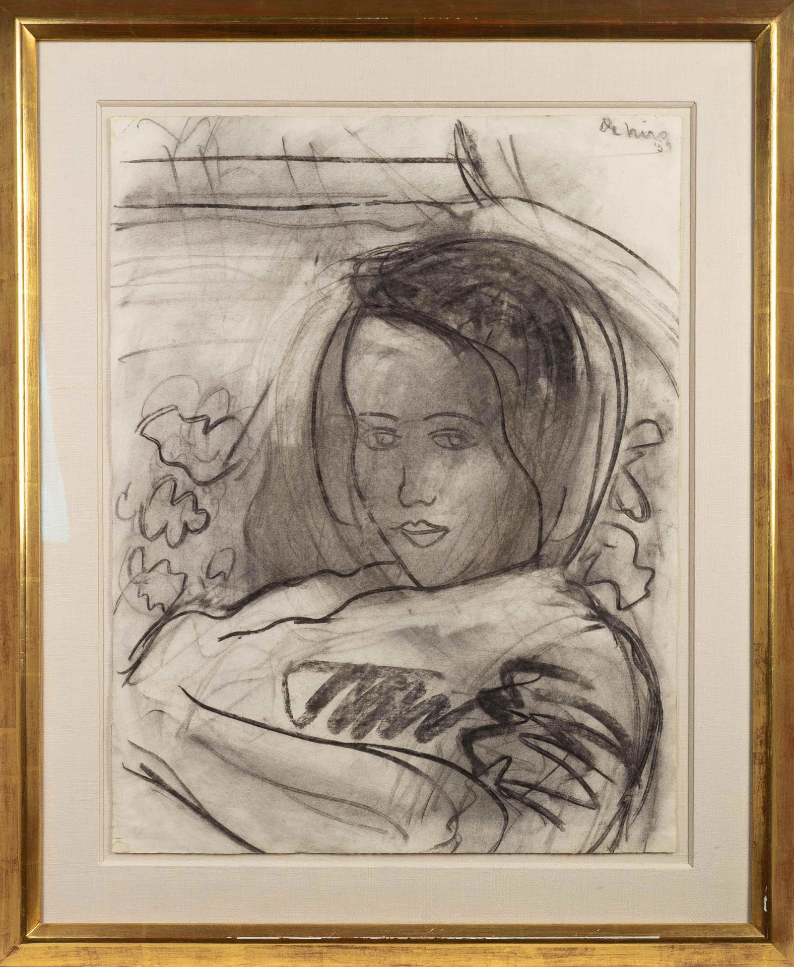 Robert De Niro, Sr. (American, 1922-1993) Portrait of a: Robert De Niro, Sr. (American, 1922-1993) Portrait of a Girl, 1959 charcoal/wash signed and dated UR 24 1/2 x 18 3/4 inches. Schoelkopf/Zabriskie Gallery, New York