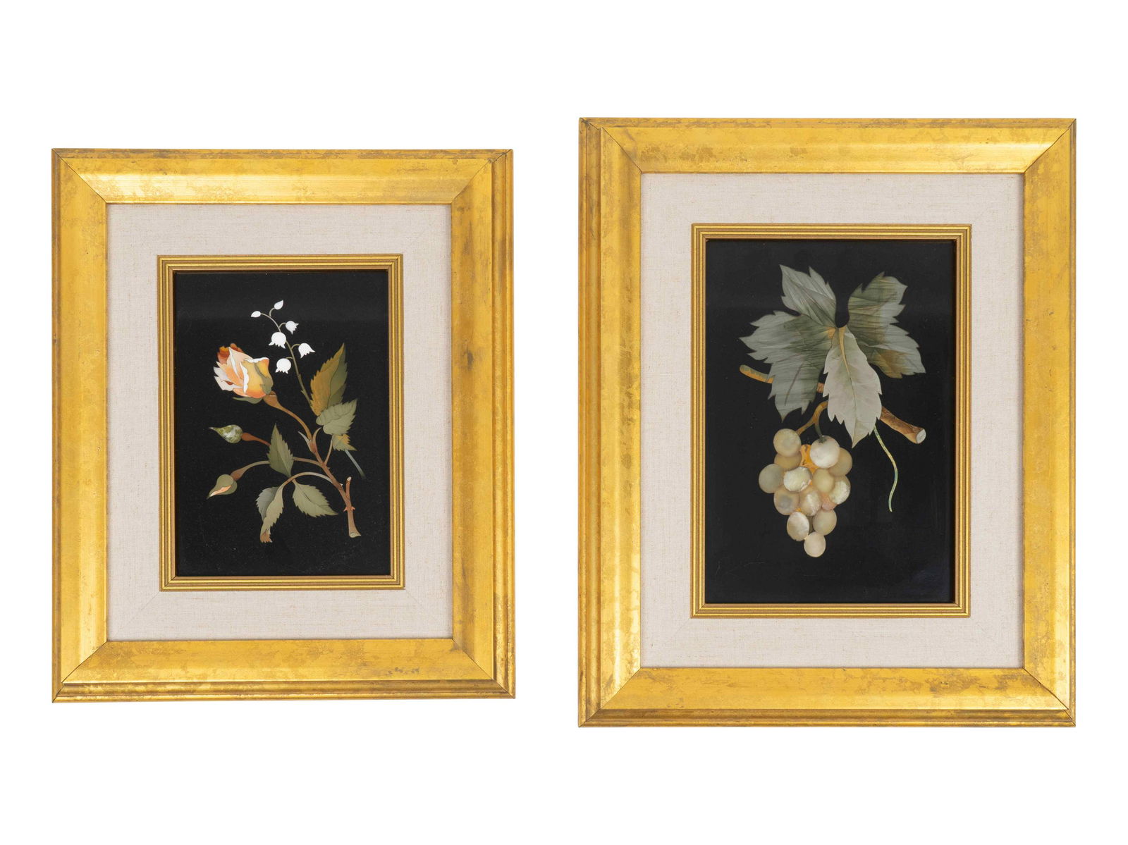 Two Italian Pietra Dura Plaques Framed dimensions of (1 of 1)