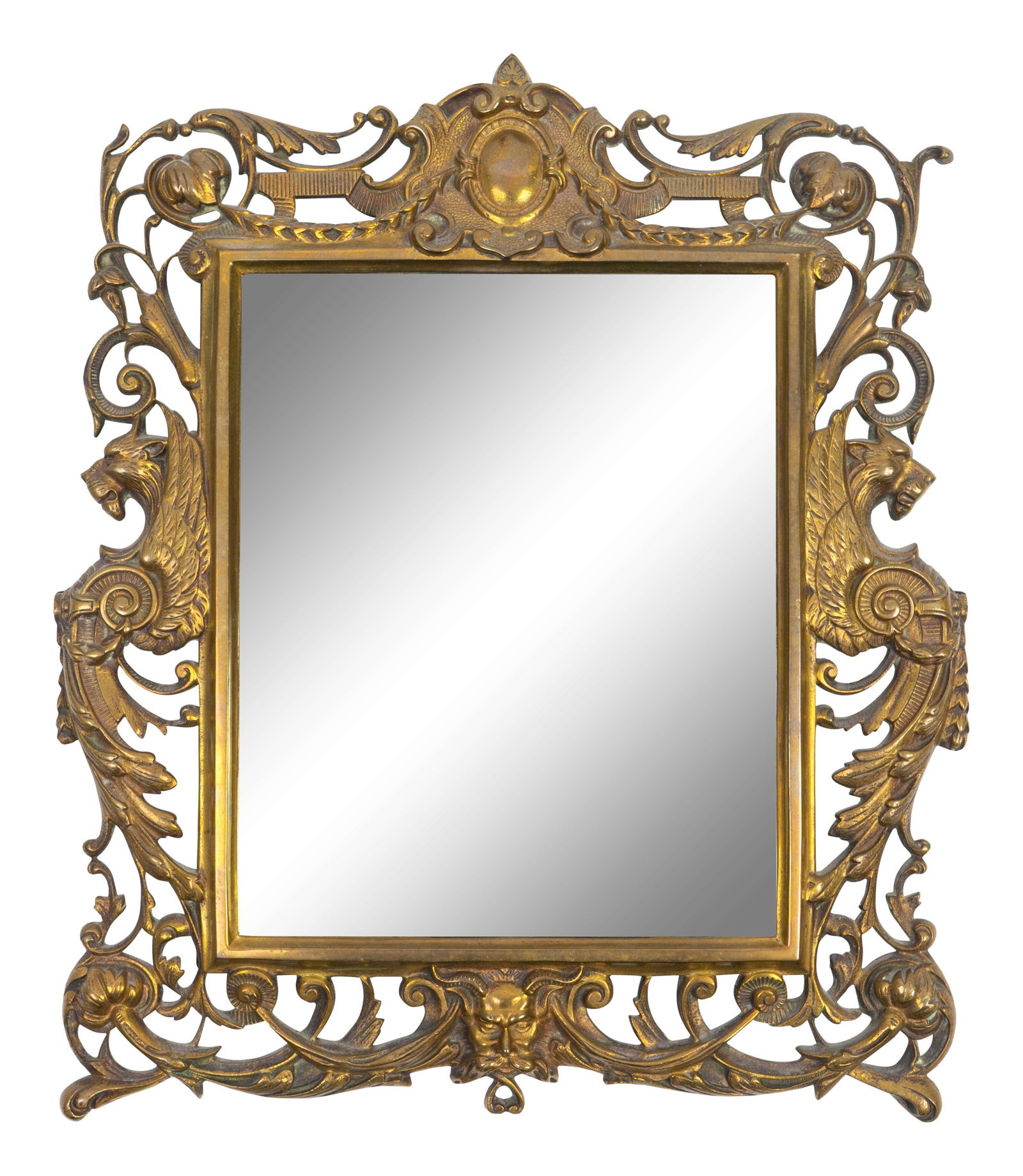A Continental Baroque Style Bronze Mirror 17 1/2 x 14 (1 of 1)