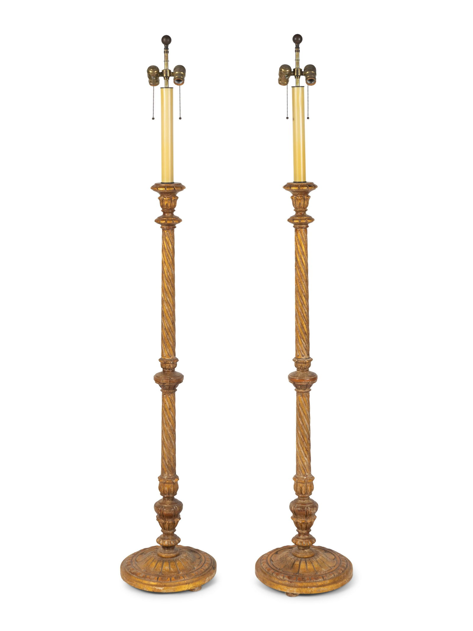A Pair of Baroque Style Giltwood Floor Lamps Height 65 (1 of 1)