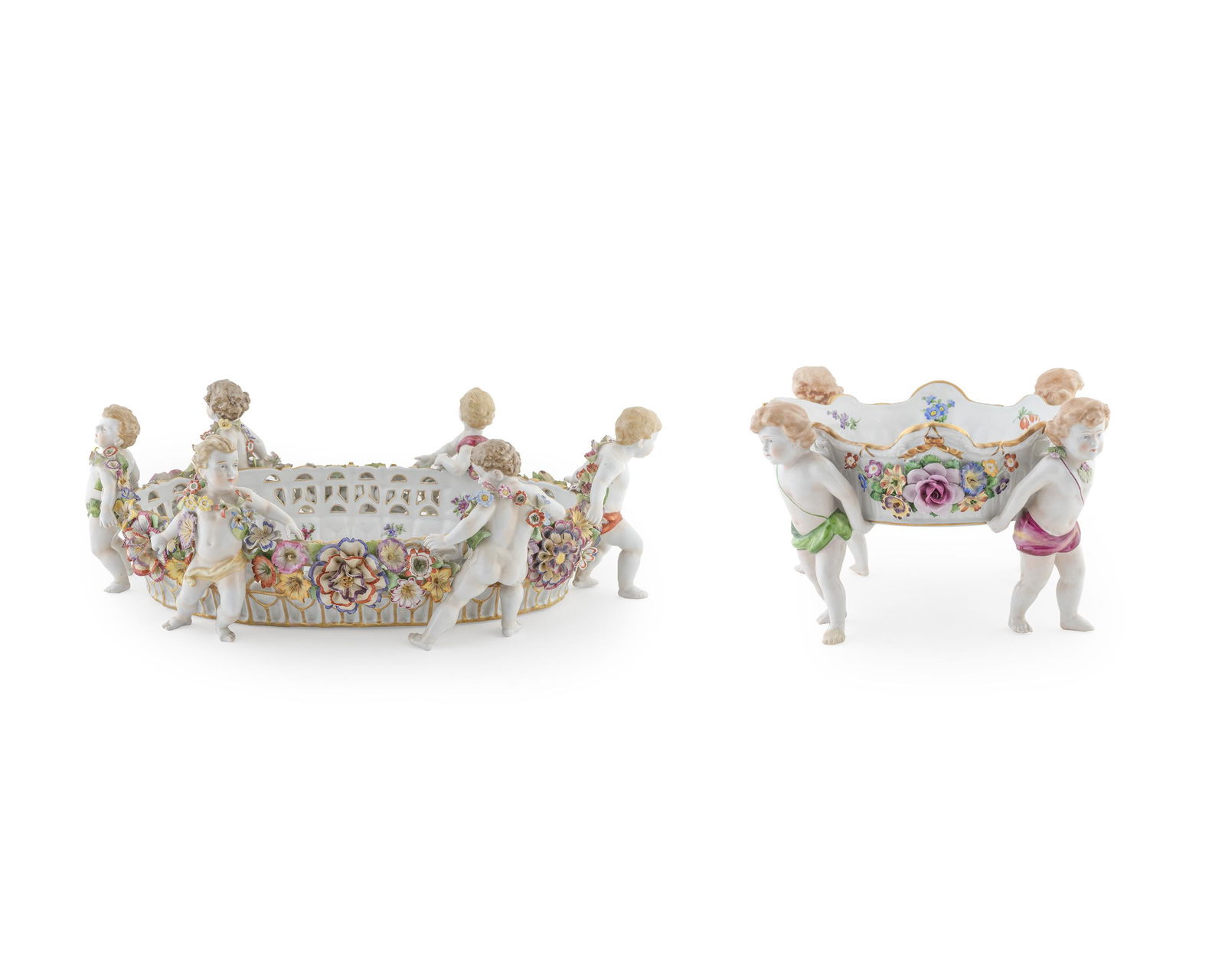 Two German Porcelain Centerbowls Lengths 18 and 13 (1 of 1)