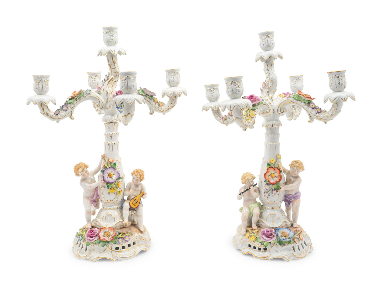 A Pair of German  Porcelain Five-Light (1 of 1)
