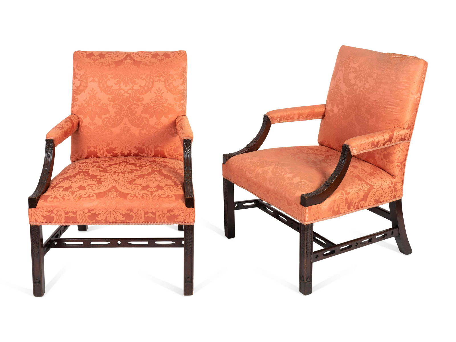 A Pair of George III Style Mahogany Library Armchairs (1 of 2)
