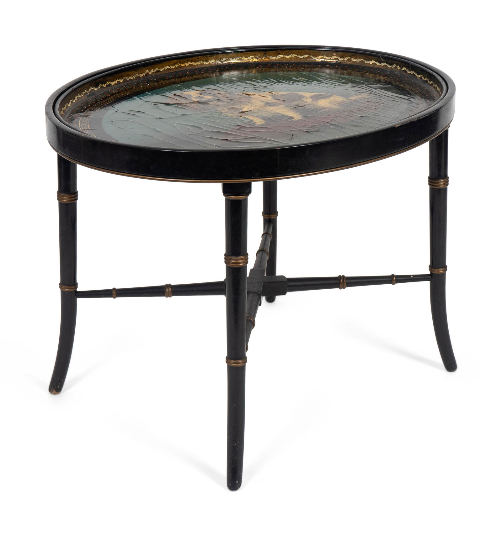 A Victorian Papier-Mache Oval Tray on Later Stand (1 of 2)