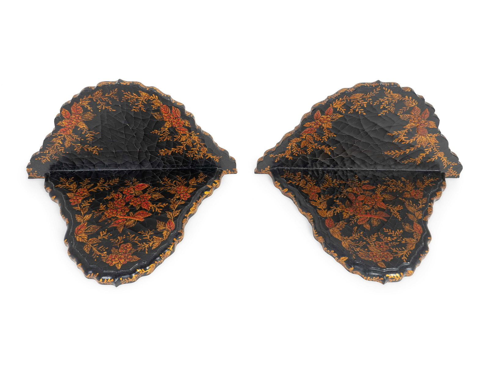 A Pair of Victorian Style Japanned Brackets Height 8 (1 of 1)