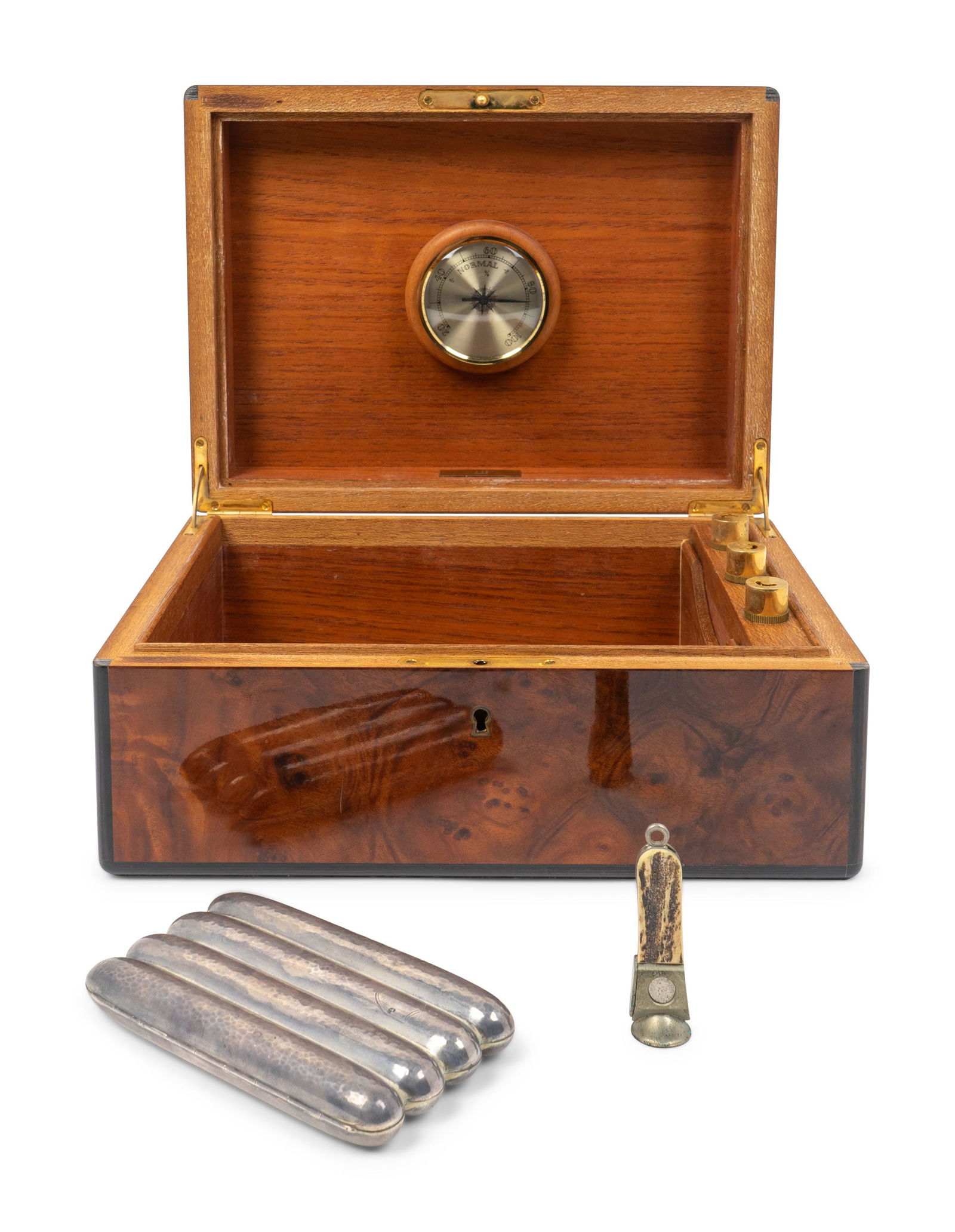 A Dunhill Burlwood Humidor Height 5 1/2 x width 12 x (1 of 2)