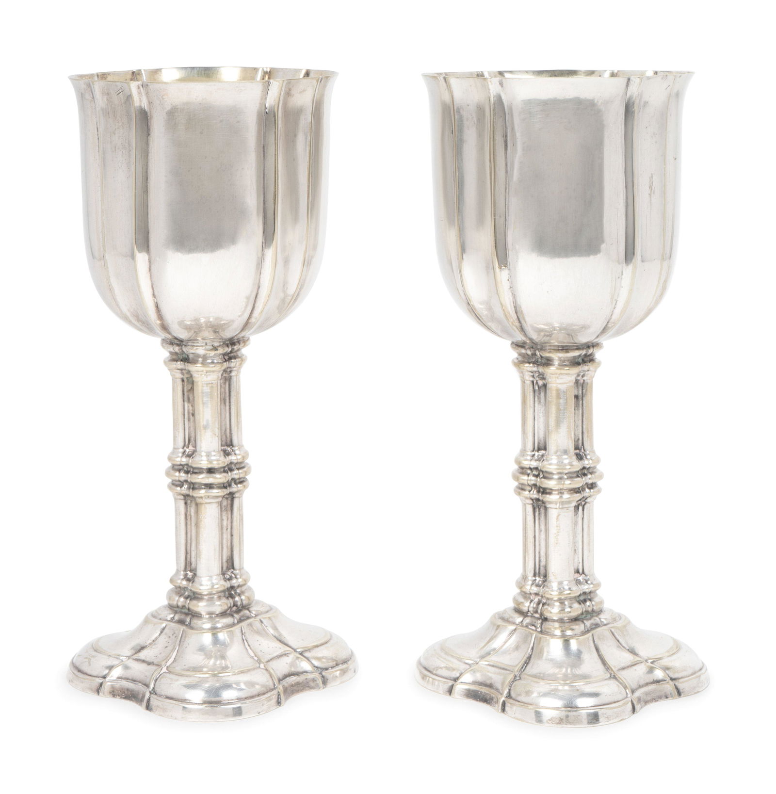 A Pair of Silver Goblets Height 9 x diameter 4 inches. (1 of 1)