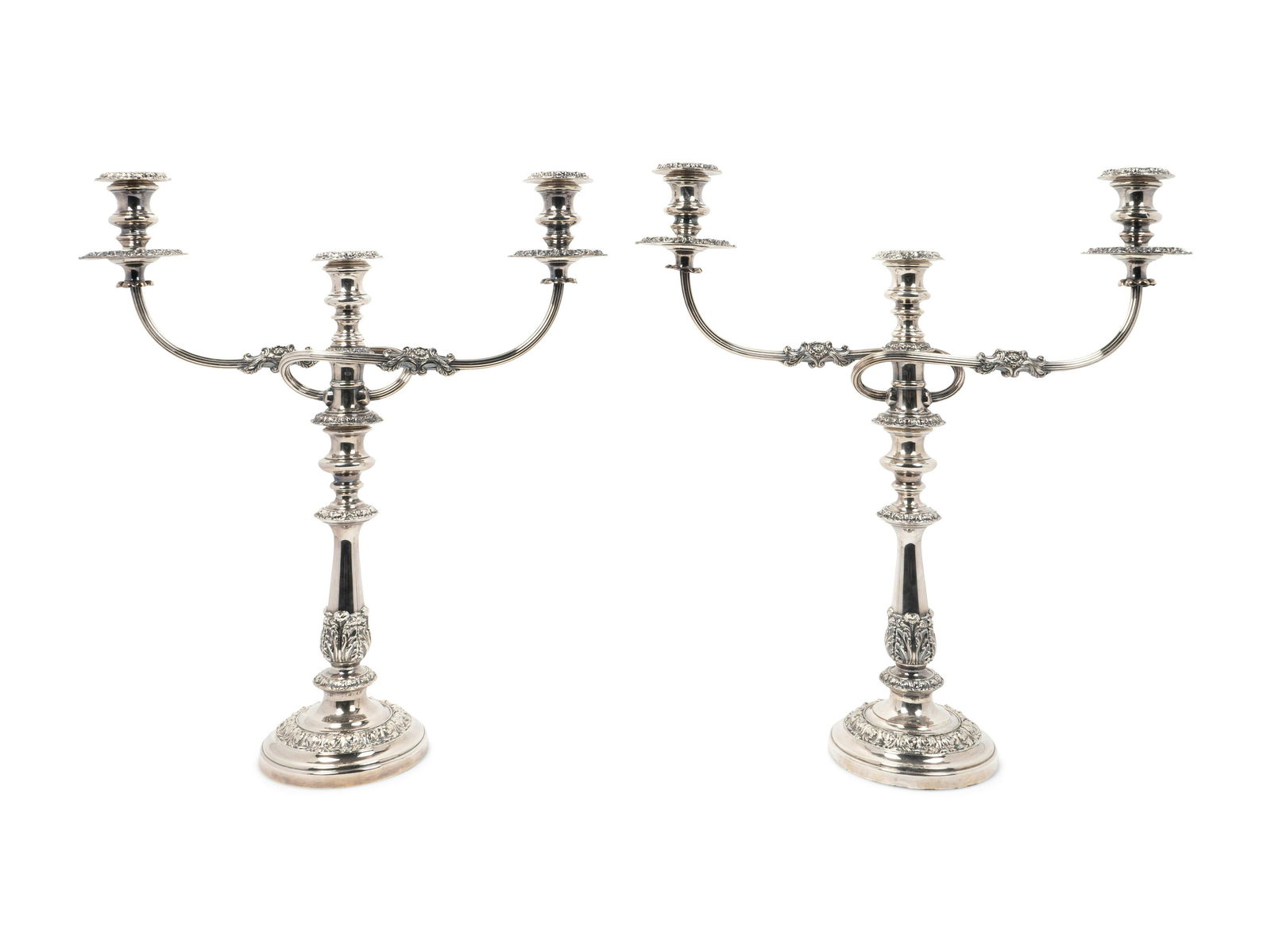 A Pair of English Silverplate Three-Light Candelabra (1 of 1)