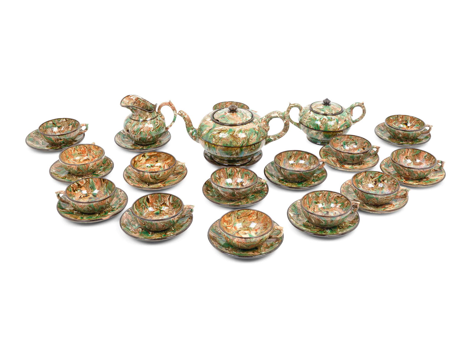 A French Aptware Marbelized Faience Tea Service Height (1 of 1)