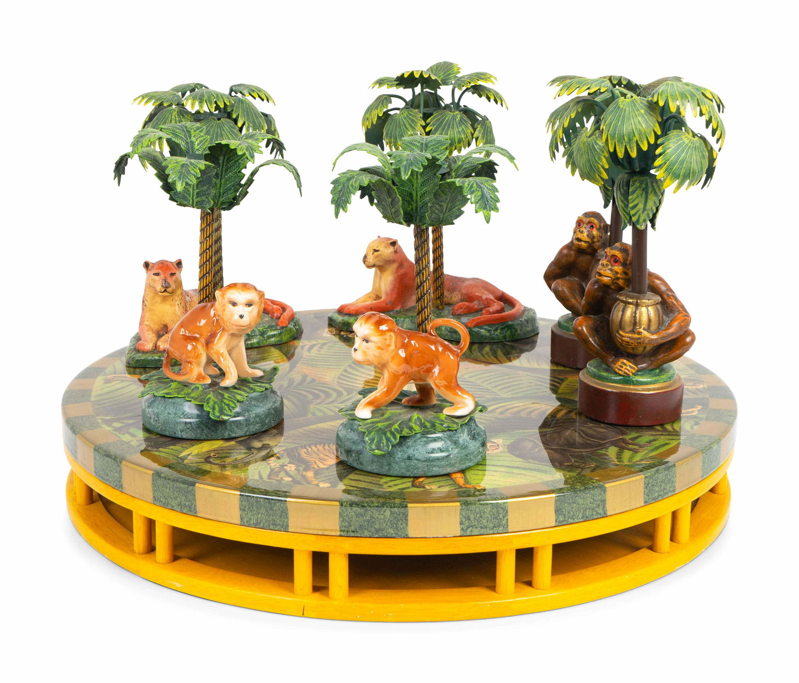 A Group of Six Painted Metal "Jungle" Candleholders (1 of 2)