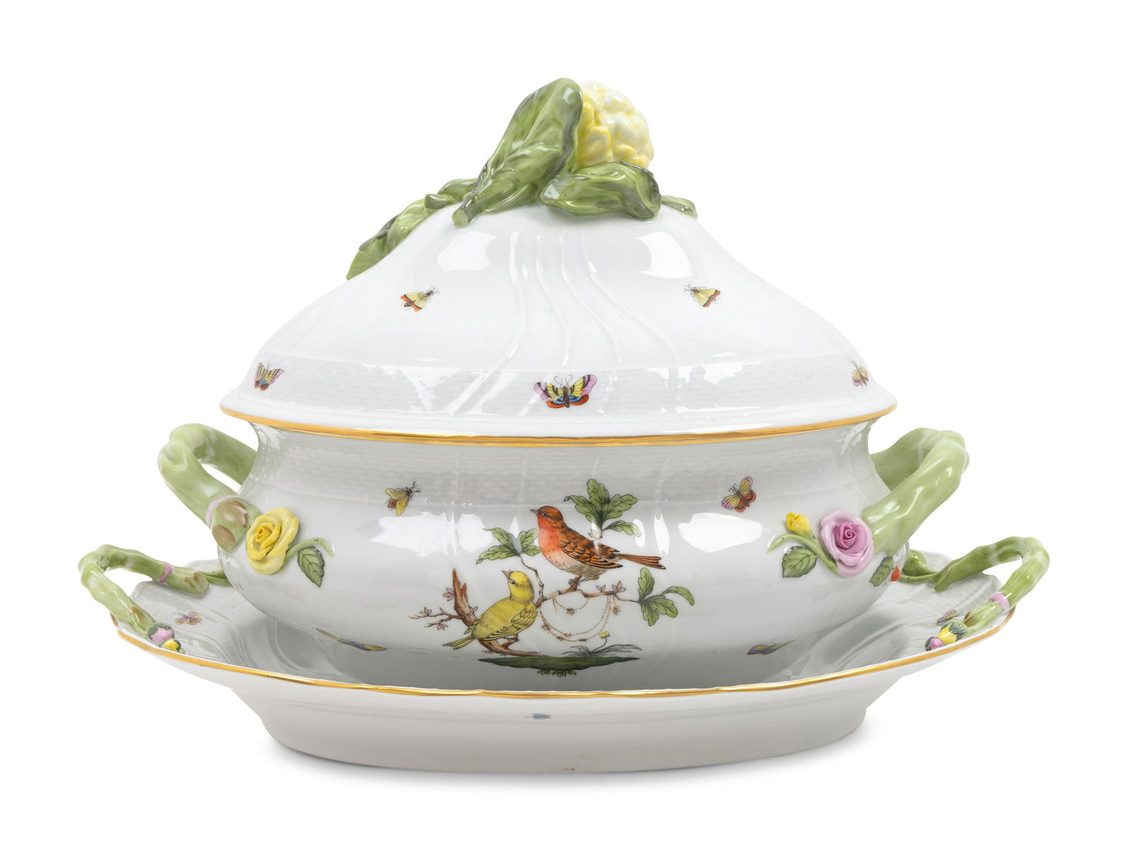 A Herend Porcelain Tureen, Cover and Stand Length of (1 of 2)