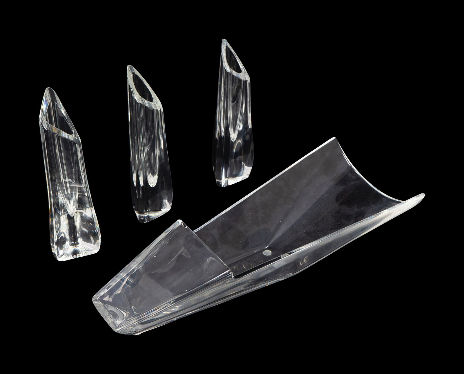 A Baccarat Glass Bowl and Three Baccarat Vases Height (1 of 2)