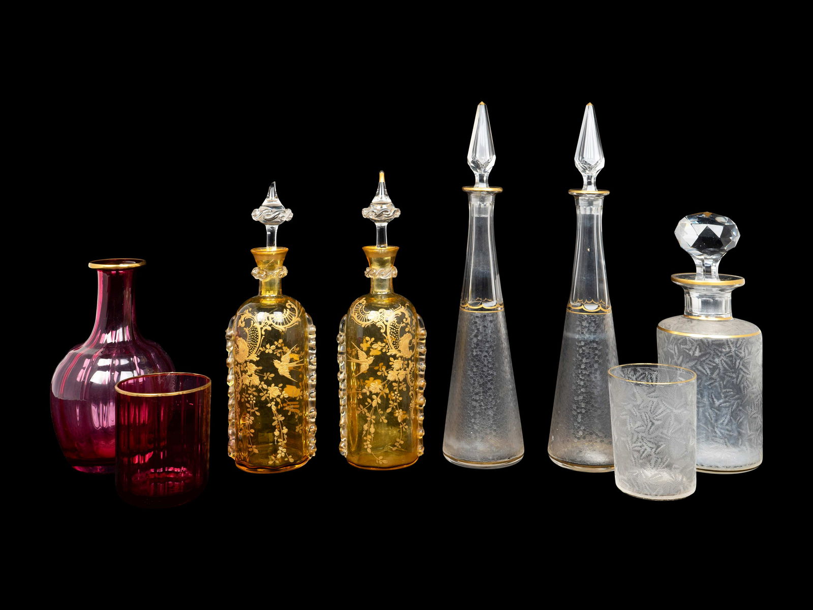 Six Continental Glass Table Articles Heights 9 7/8, 10, (1 of 1)