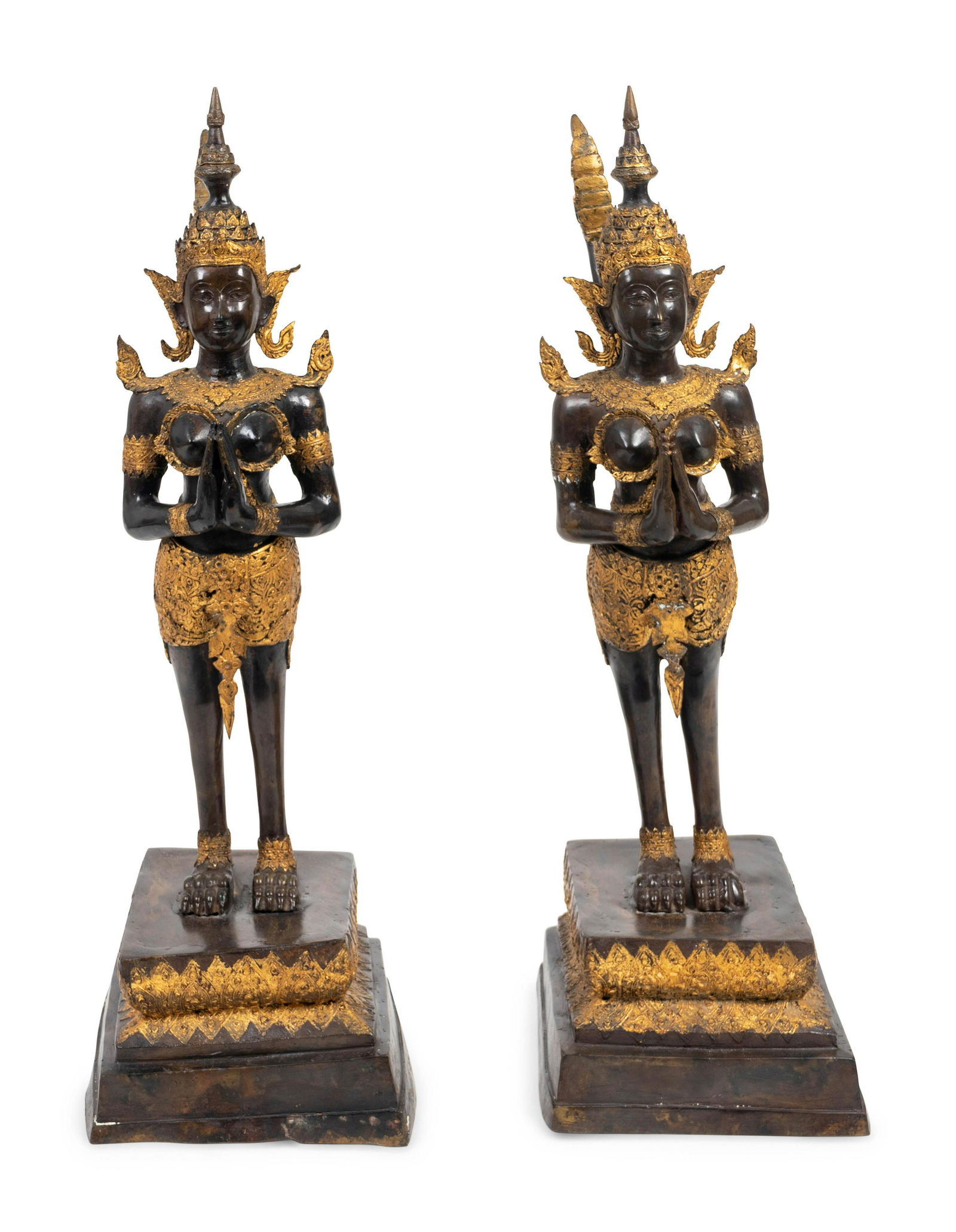 A Pair of Thai Parcel Gilt and Patinated Bronze (1 of 3)
